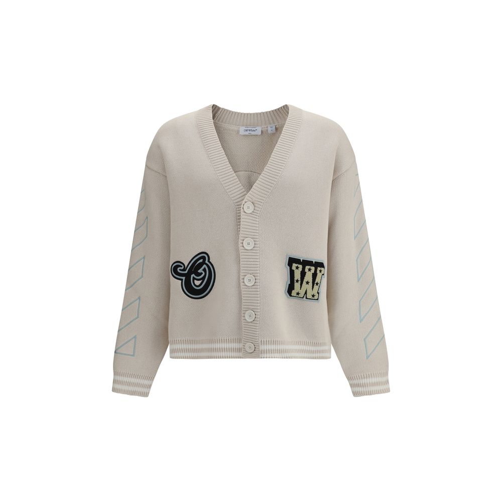 Off-White Beige Cotton Cardigan | Regal Royce