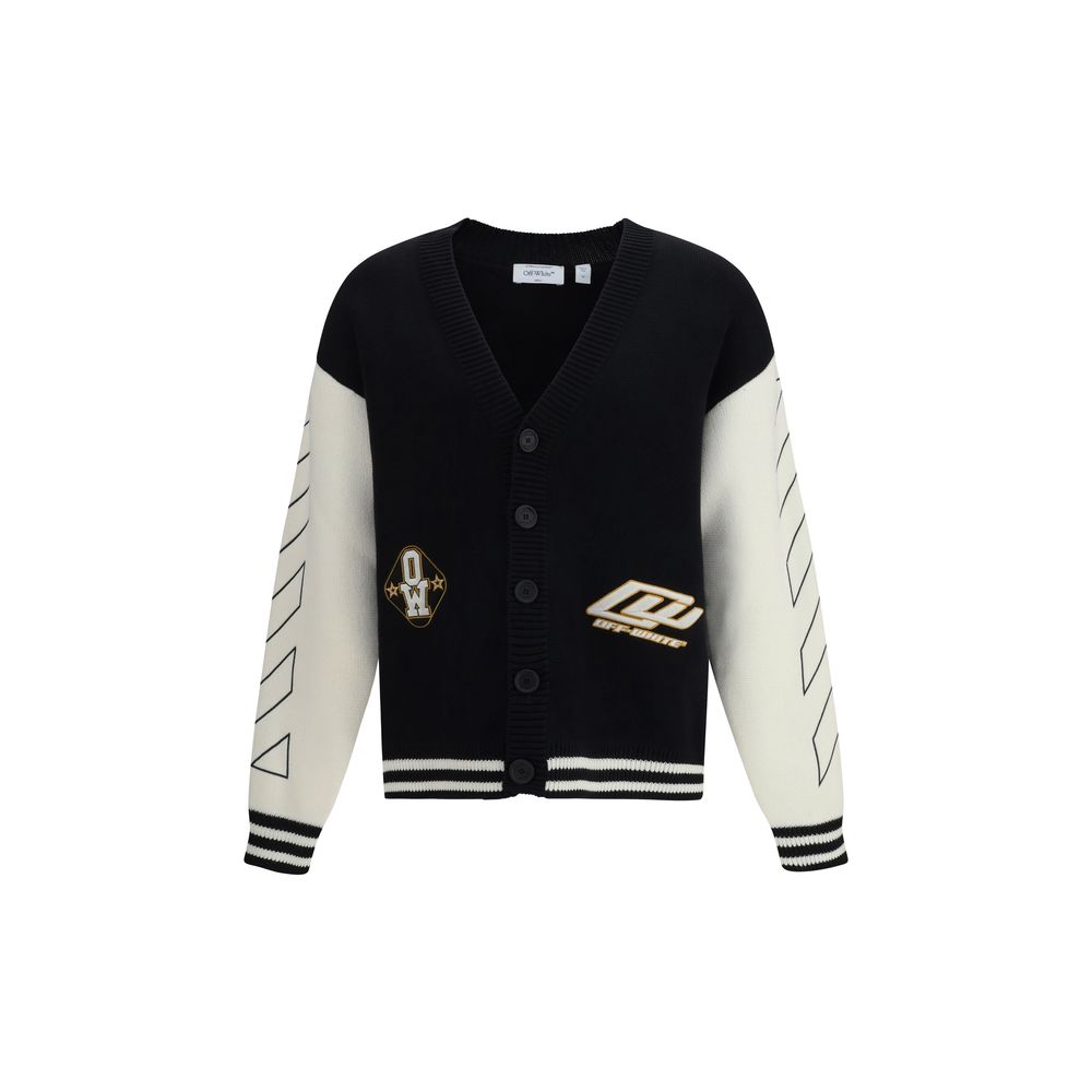 Off-White Black Cotton Cardigan | Regal Royce