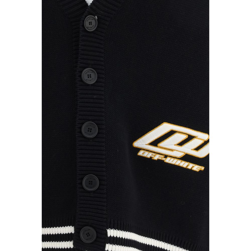 Off-White Black Cotton Cardigan | Regal Royce