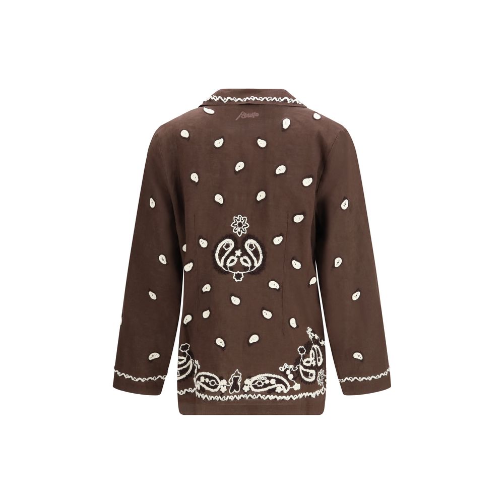 P.A.R.O.S.H. Brown Linen Pattern Shirt | Regal Royce