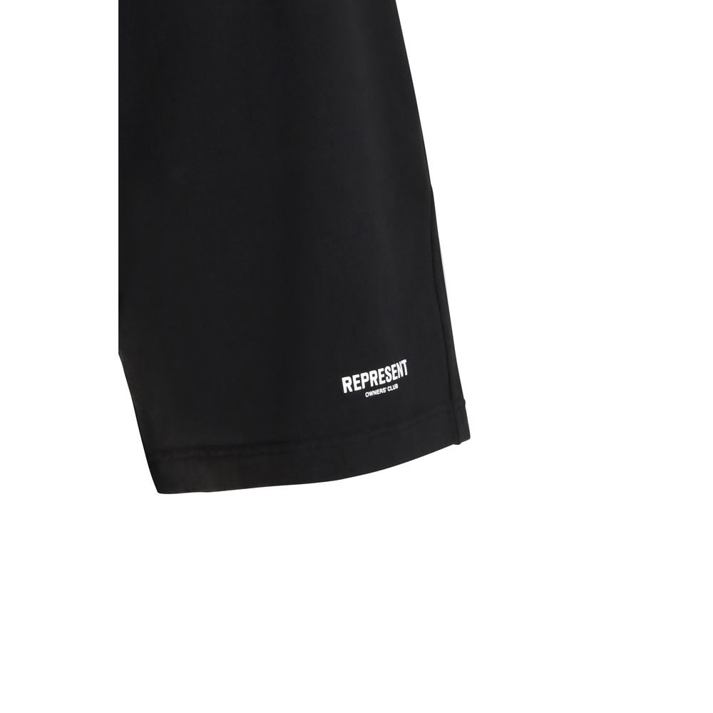 Represent Black Cotton Bermuda Shorts | Regal Royce