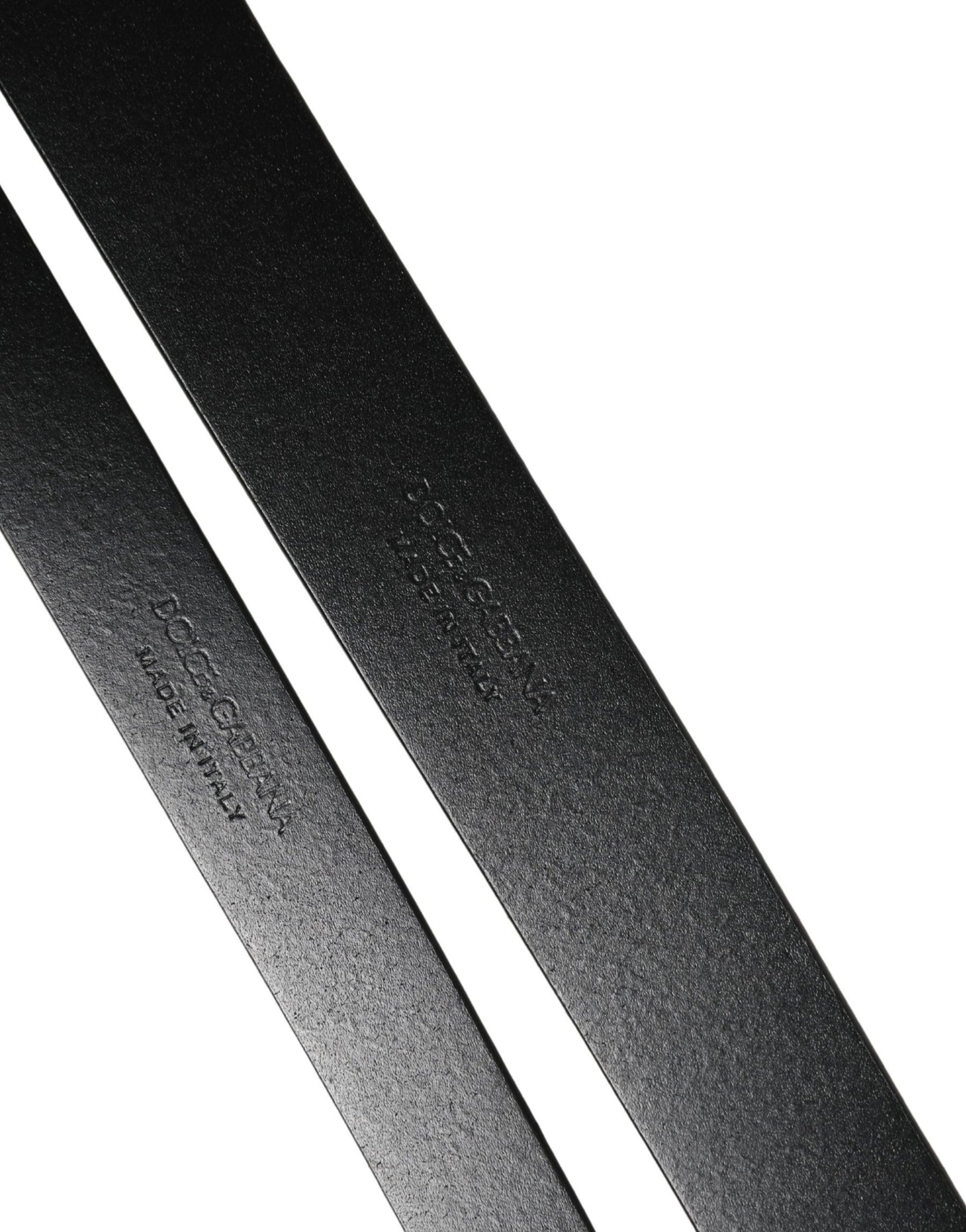 Dolce & Gabbana Black Double Strap Leather Silver Buckle Belt | Regal Royce