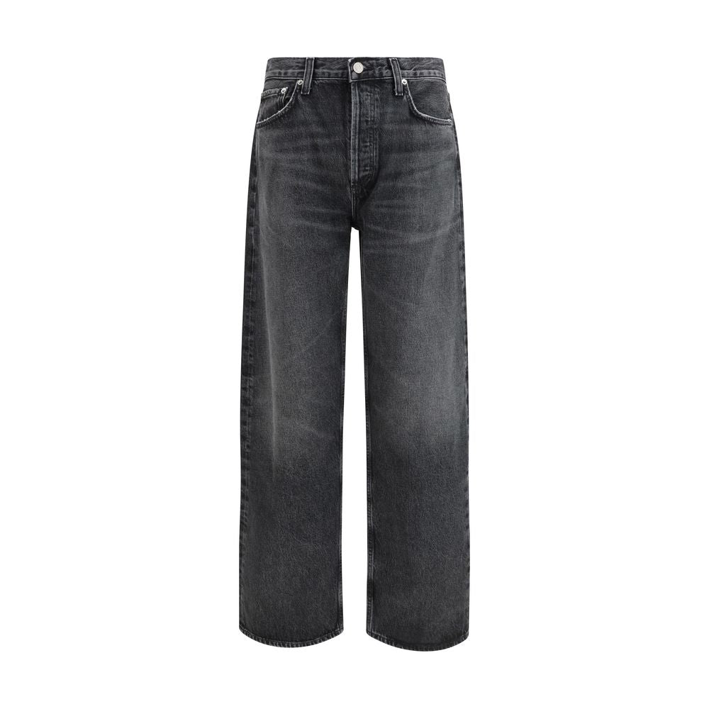 Agolde Black Cotton Straight-Leg Jeans | Regal Royce