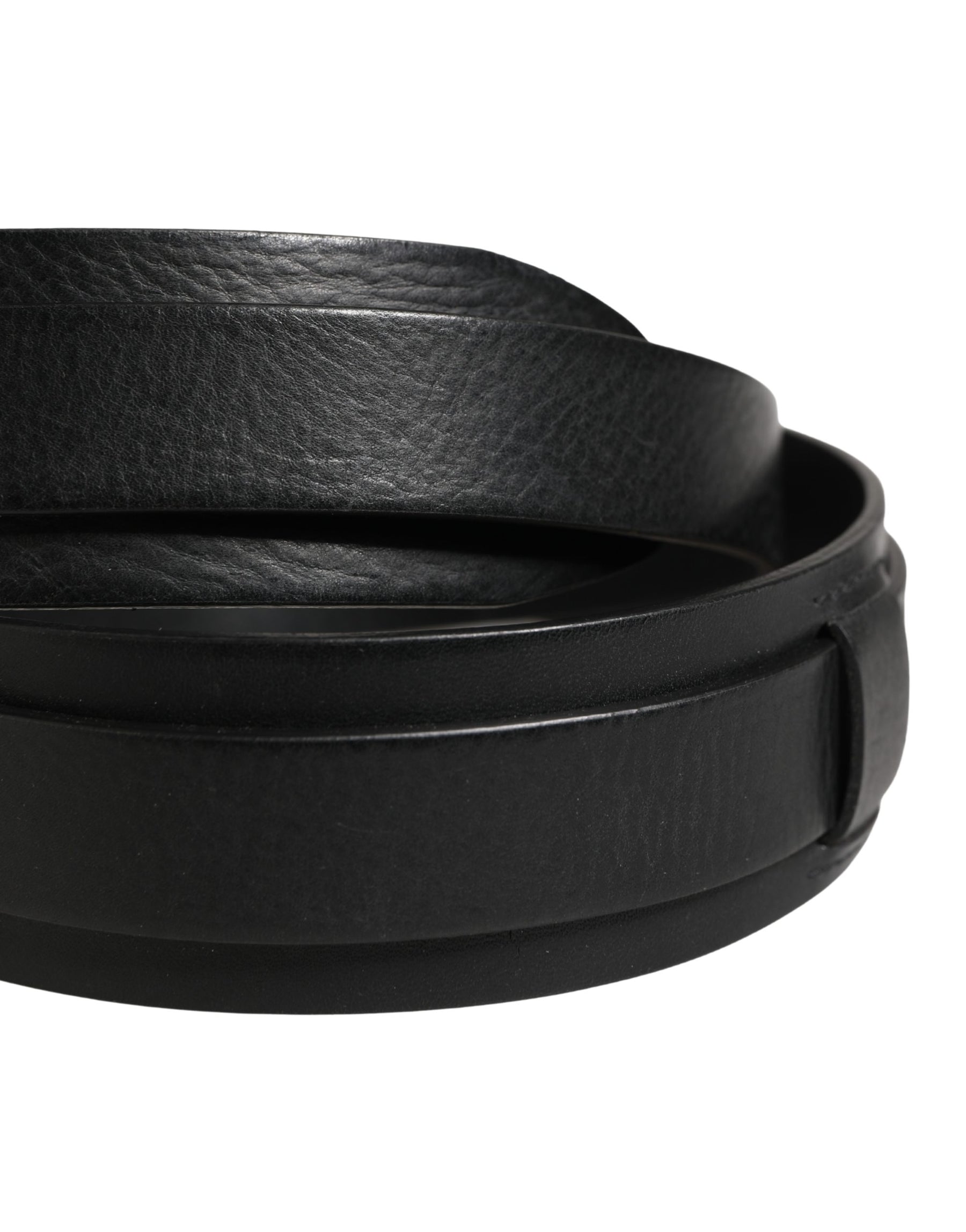 Dolce & Gabbana Men Black Classic Leather Metal Buckle Belt | Regal Royce