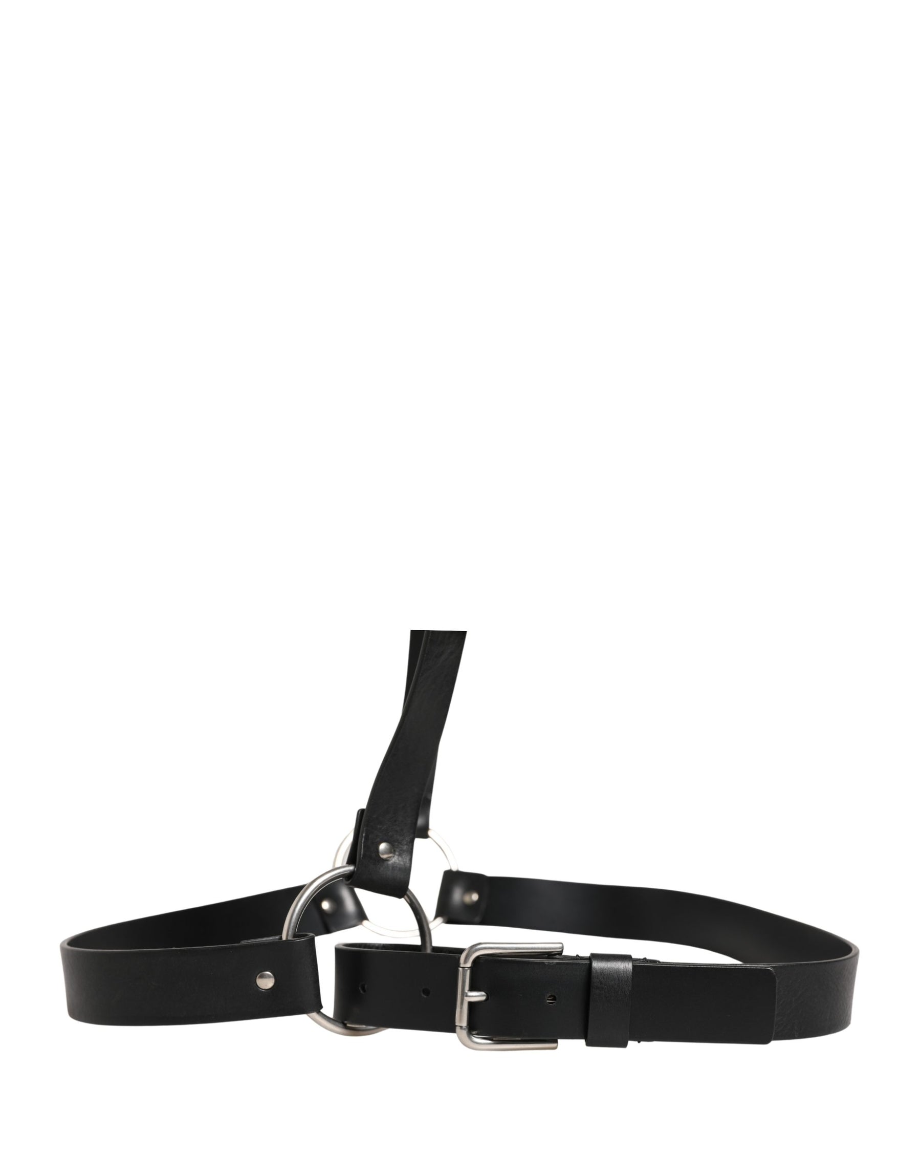 Dolce & Gabbana Black Double Strap Leather Silver Buckle Belt | Regal Royce