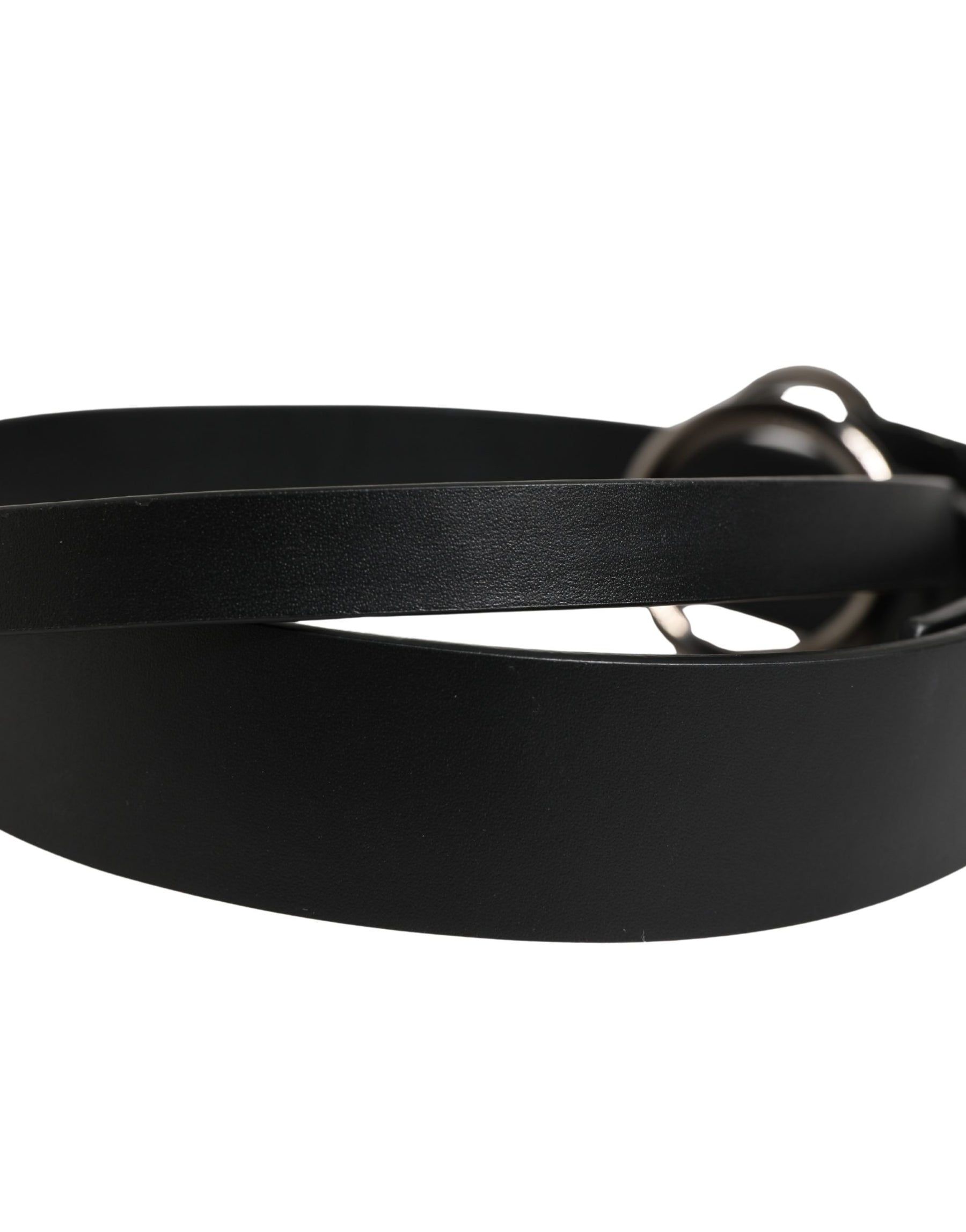 Dolce & Gabbana Men Black Calfskin Leather Metal Buckle Belt | Regal Royce