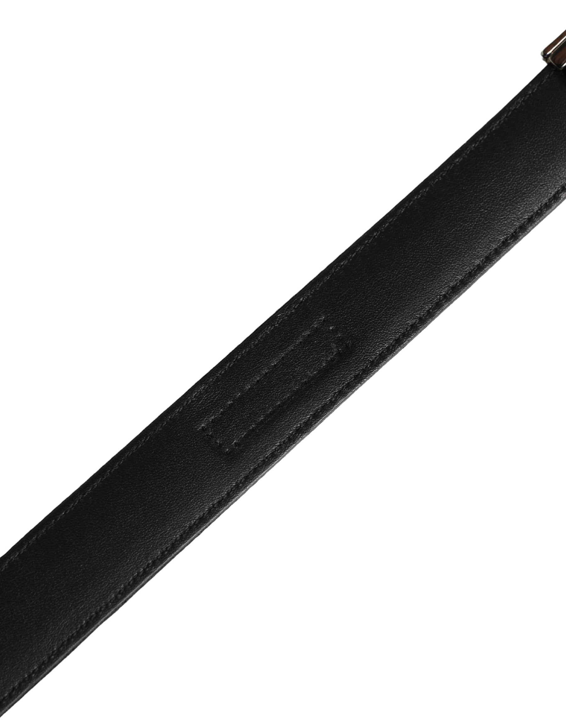 Dolce & Gabbana Men Black Classic Viscose Metal Buckle Belt | Regal Royce