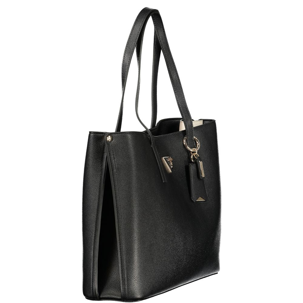 Guess Jeans Black Polyurethane Women's Handbag | Regal Royce