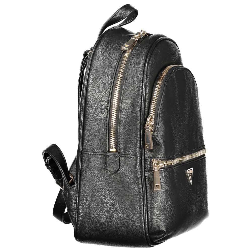 Guess Jeans Black Polyurethane Women Backpack | Regal Royce
