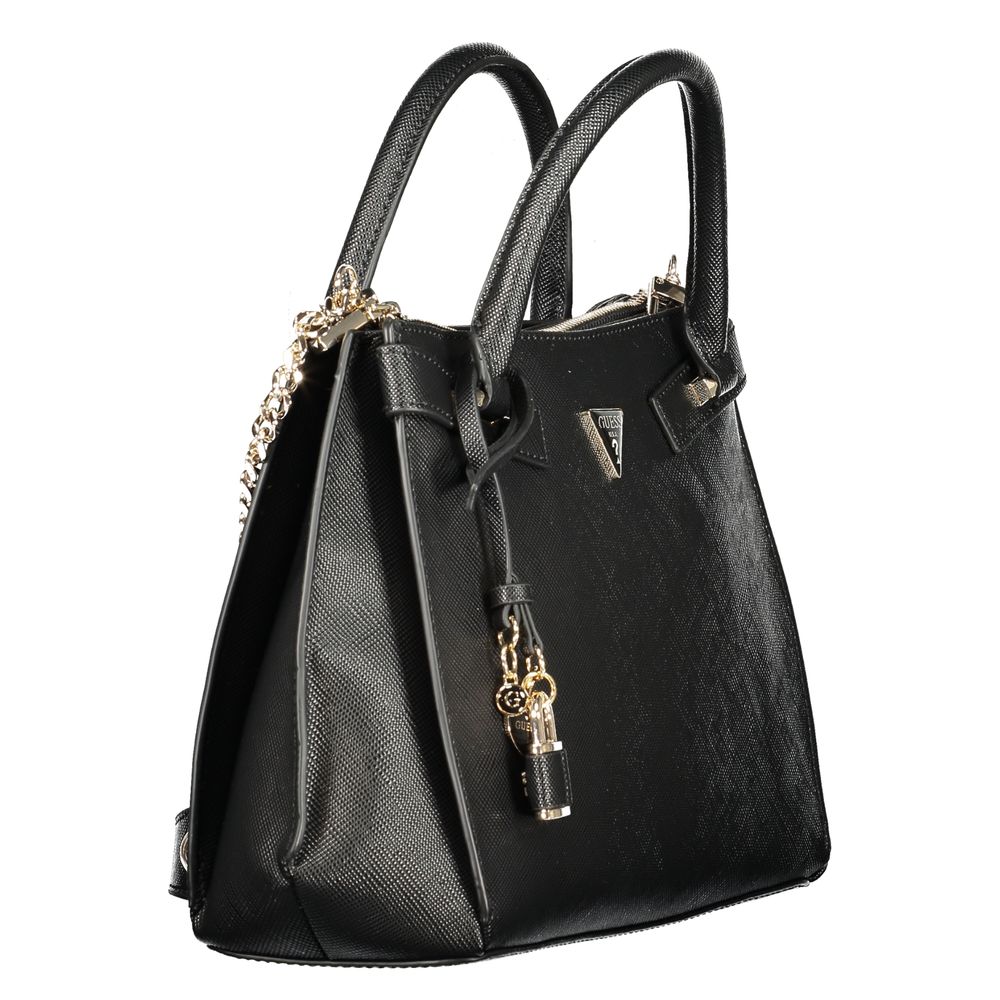 Guess Jeans Black Polyurethane Women Handbag | Regal Royce