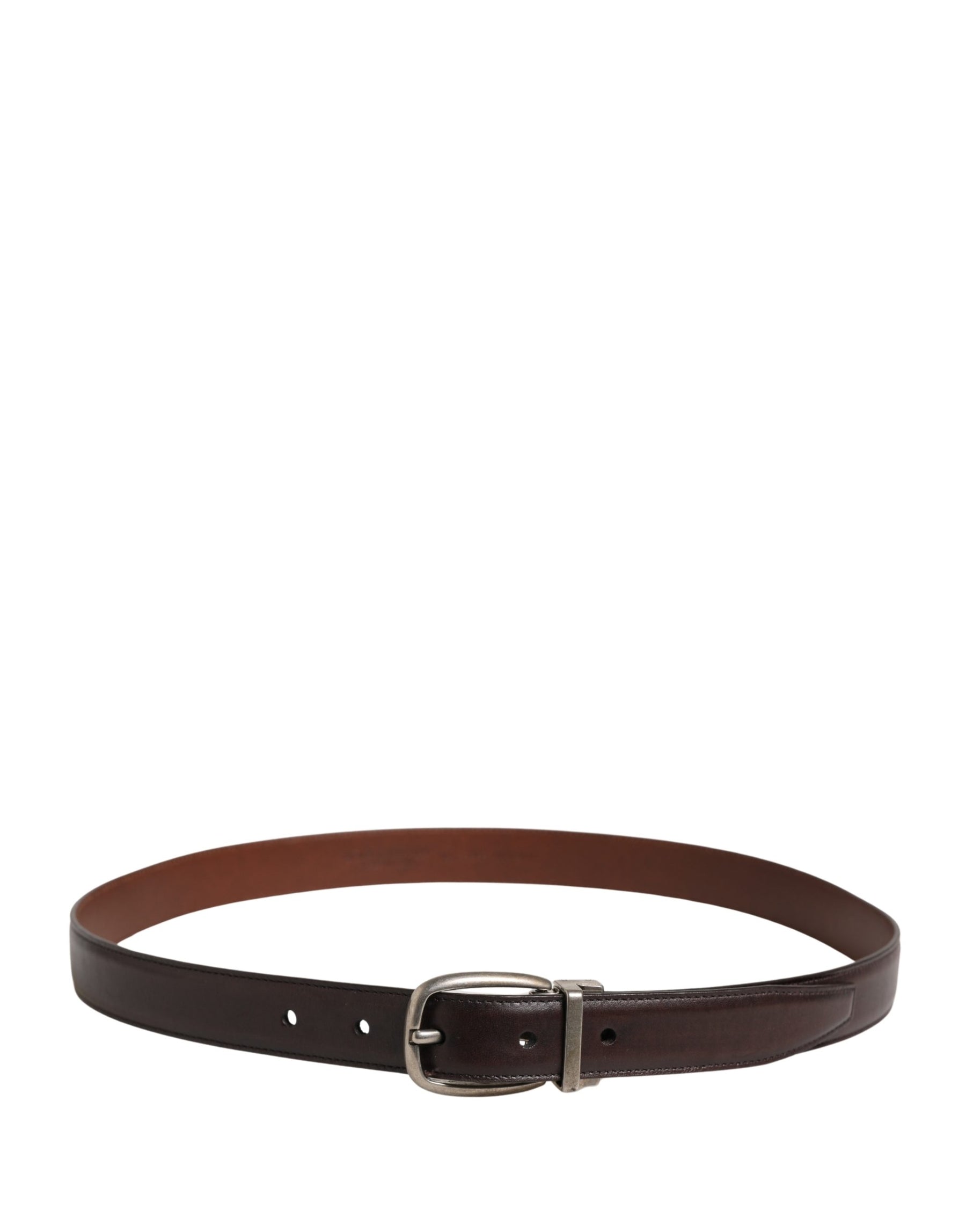 Dolce & Gabbana Men Brown Classic Leather Metal Buckle Belt | Regal Royce