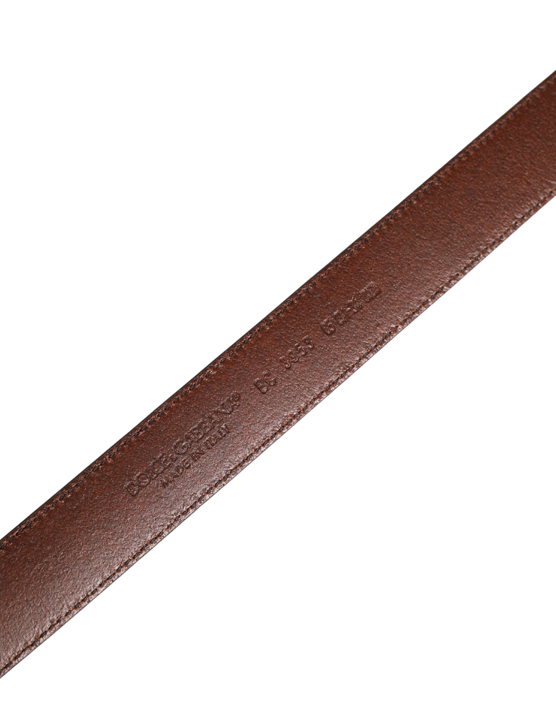 Dolce & Gabbana Men Brown Classic Leather Metal Buckle Belt | Regal Royce