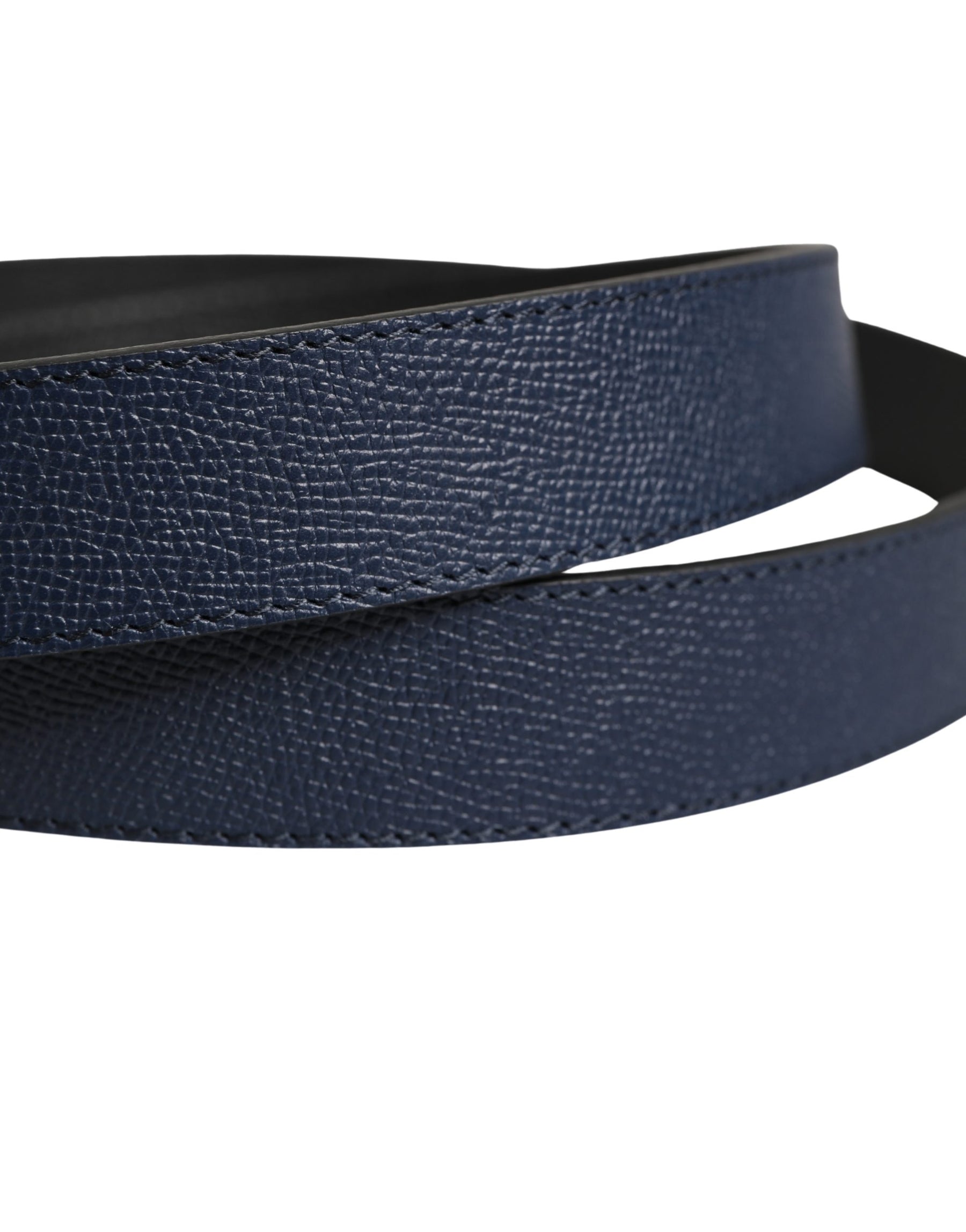 Dolce & Gabbana Men Blue Calfskin Leather Square Buckle Belt | Regal Royce