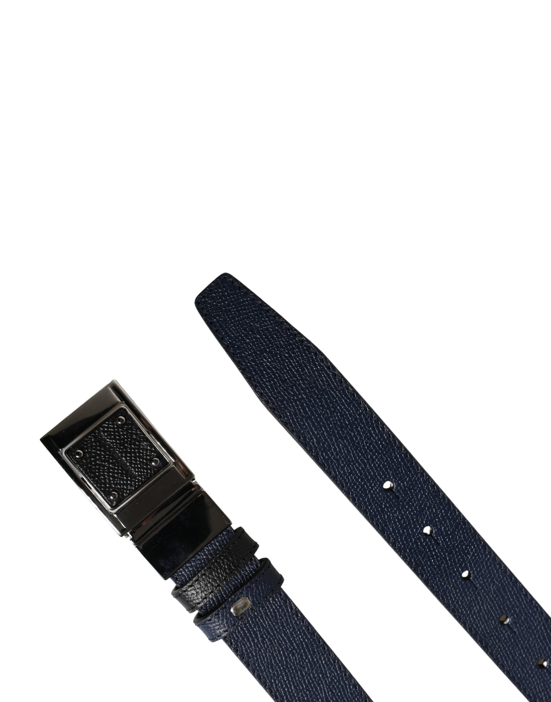 Dolce & Gabbana Men Blue Calfskin Leather Square Buckle Belt | Regal Royce