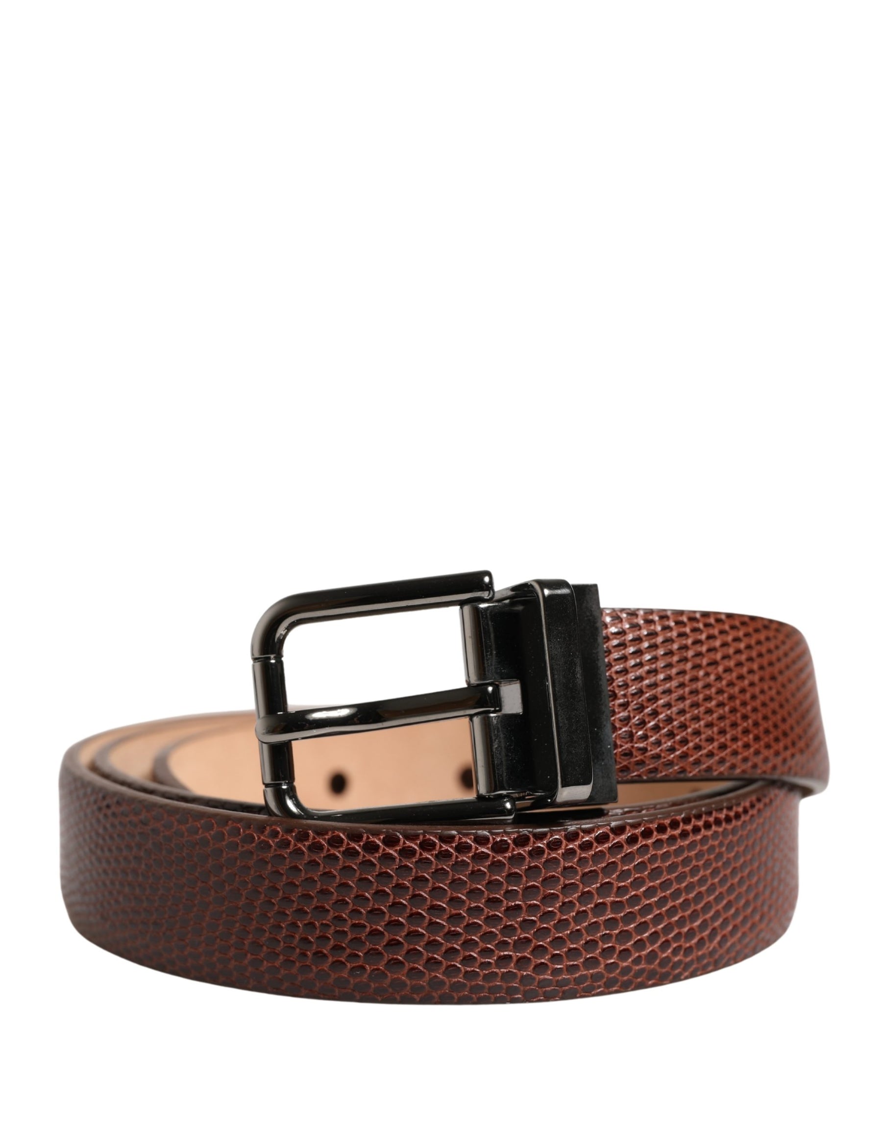 Dolce & Gabbana Men Brown Goatskin Leather Metal Buckle Belt | Regal Royce