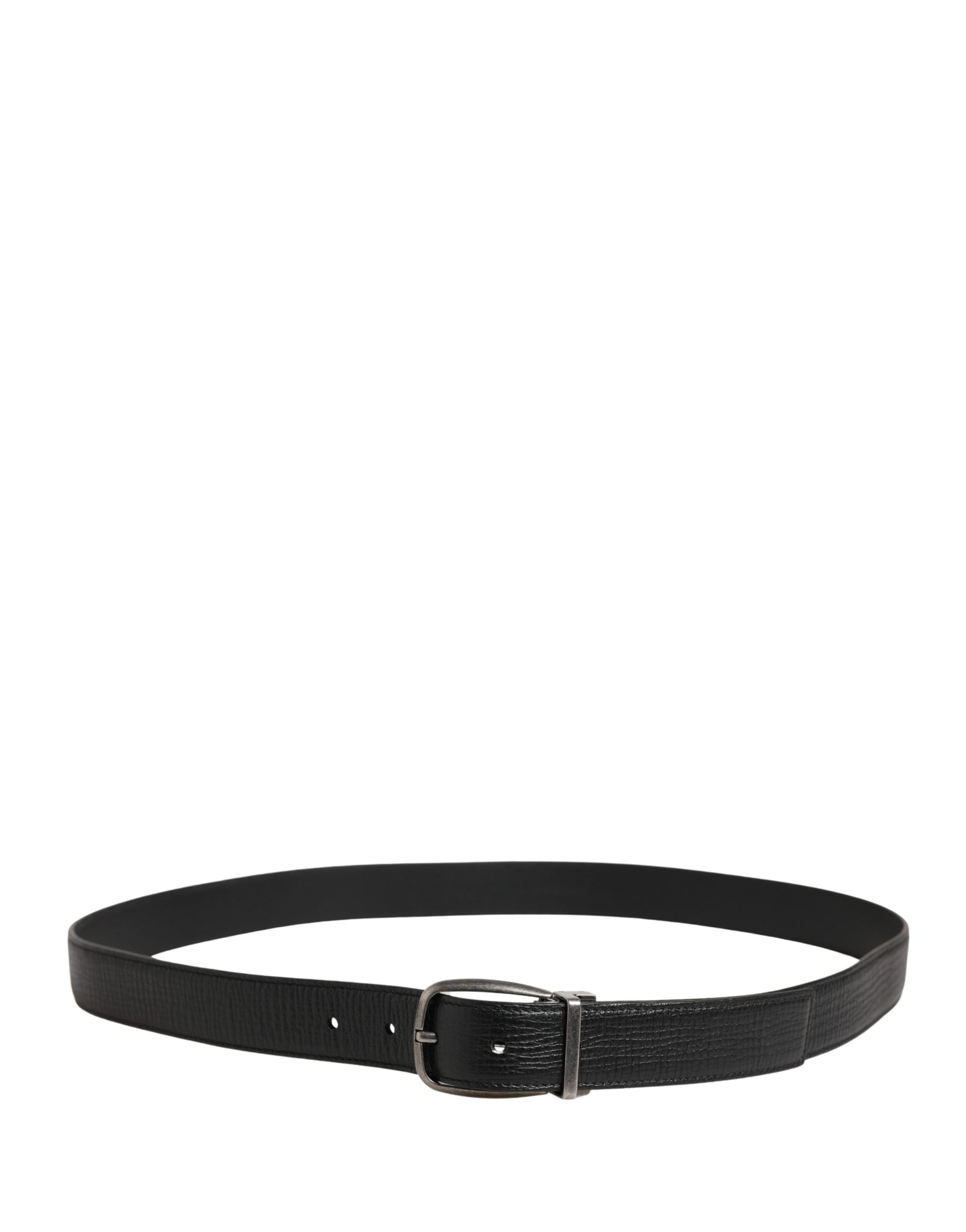 Dolce & Gabbana Men Black Classic Leather Metal Buckle Belt | Regal Royce