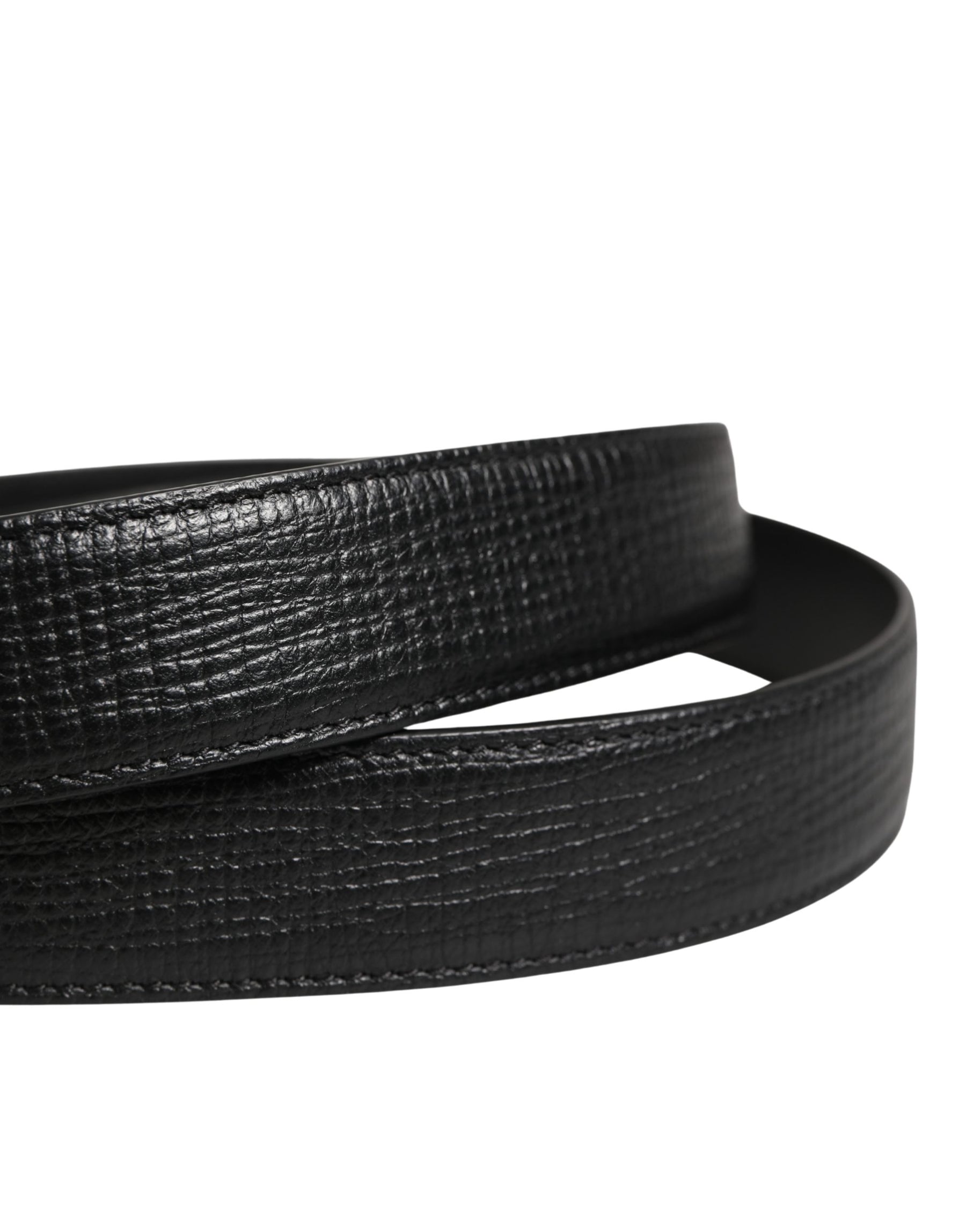 Dolce & Gabbana Men Black Classic Leather Metal Buckle Belt | Regal Royce