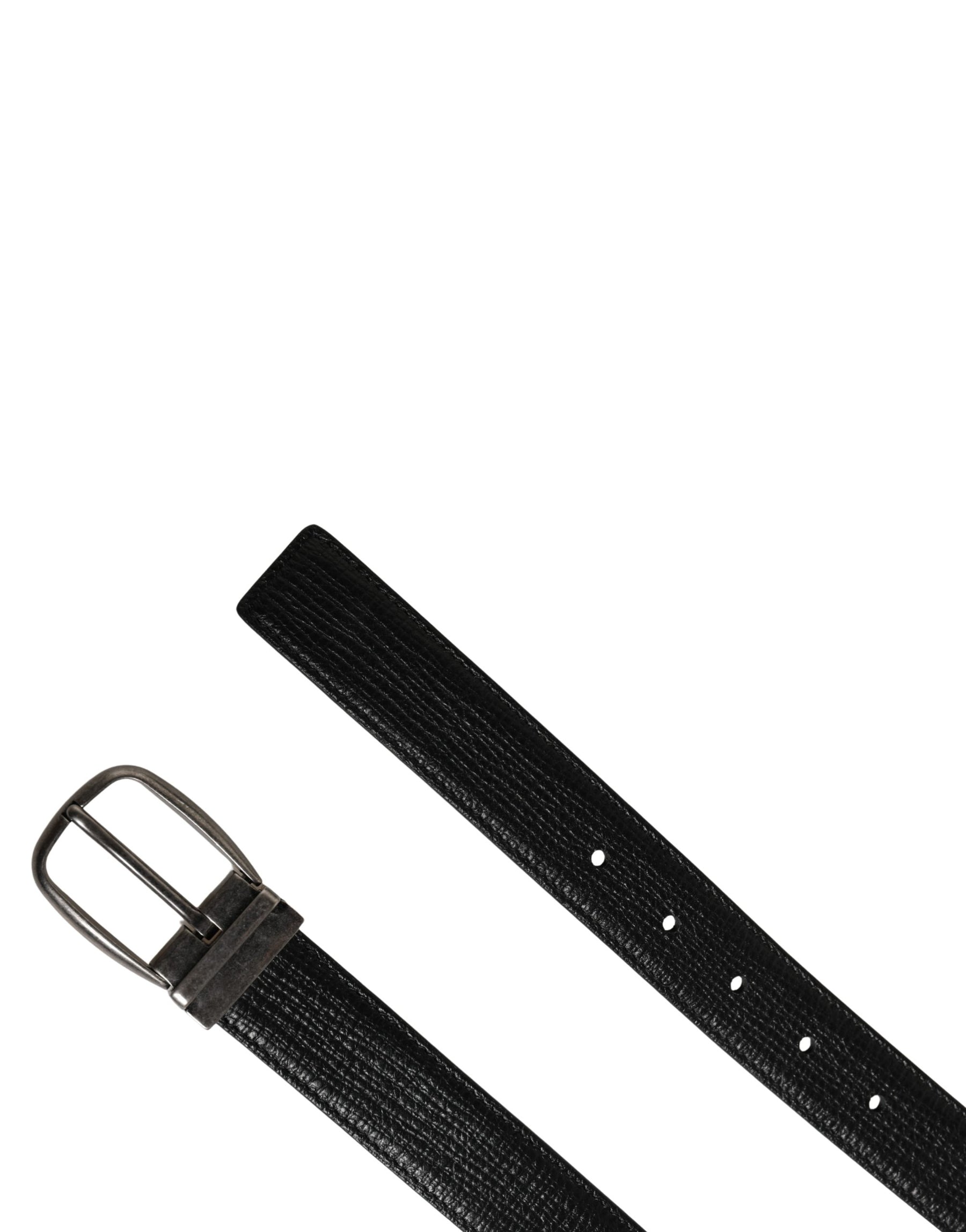 Dolce & Gabbana Men Black Classic Leather Metal Buckle Belt | Regal Royce