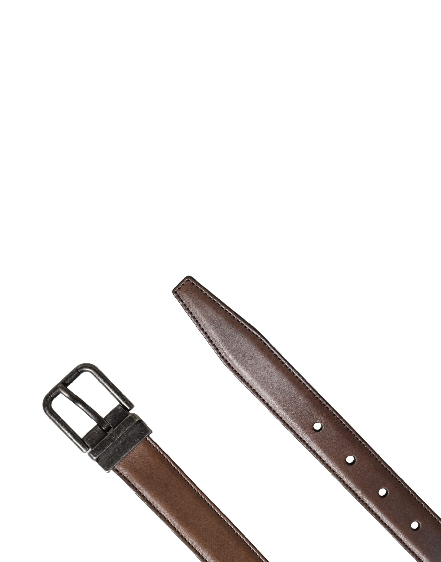 Dolce & Gabbana Men Brown Classic Leather Metal Buckle Belt | Regal Royce