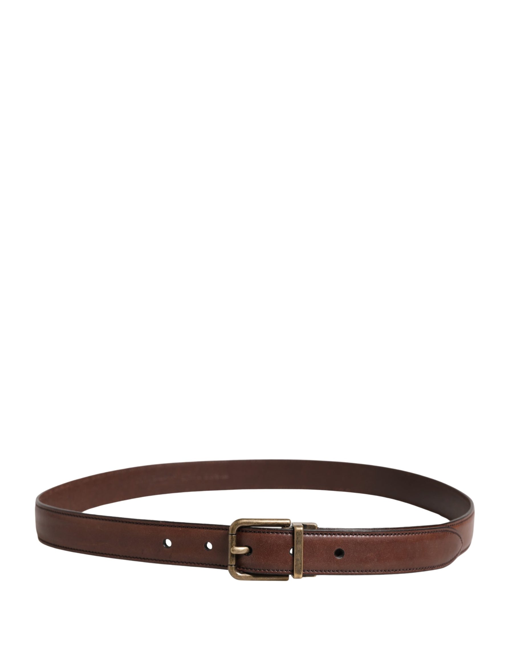 Dolce & Gabbana Men Brown Classic Leather Metal Buckle Belt | Regal Royce