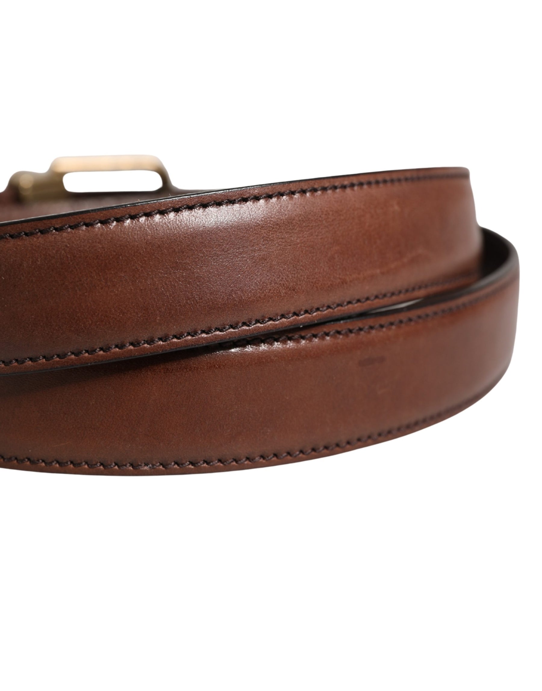Dolce & Gabbana Men Brown Classic Leather Metal Buckle Belt | Regal Royce
