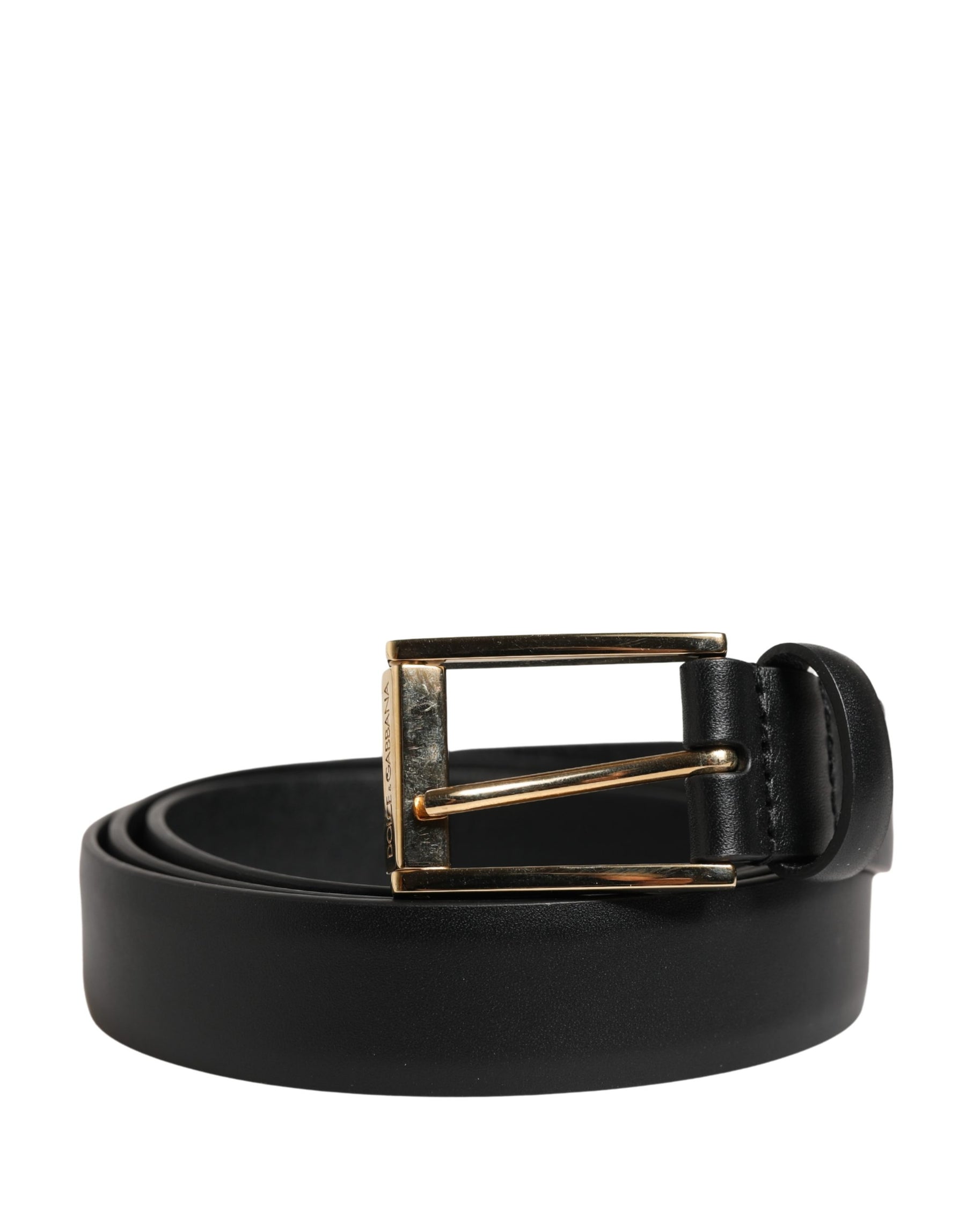 Dolce & Gabbana Men Black Classic Leather Metal Buckle Belt | Regal Royce