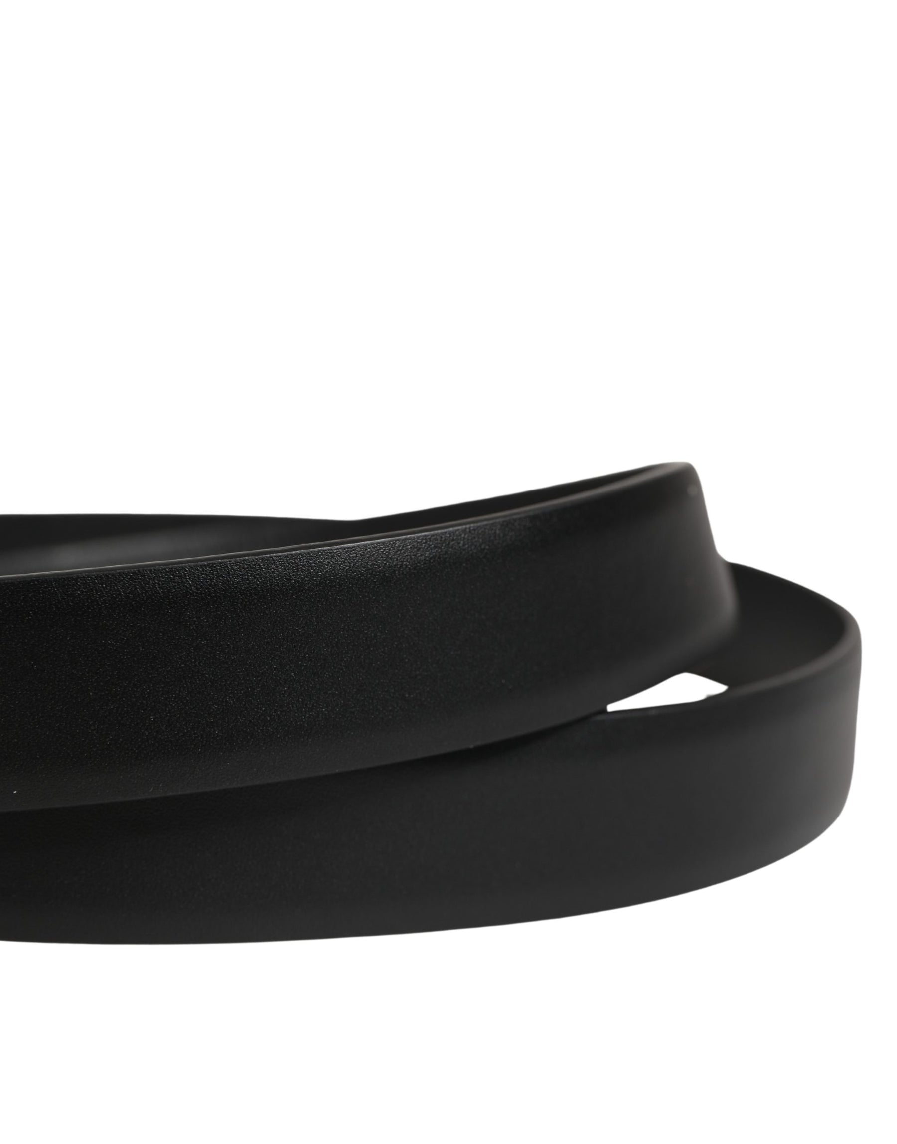 Dolce & Gabbana Men Black Classic Leather Metal Buckle Belt | Regal Royce