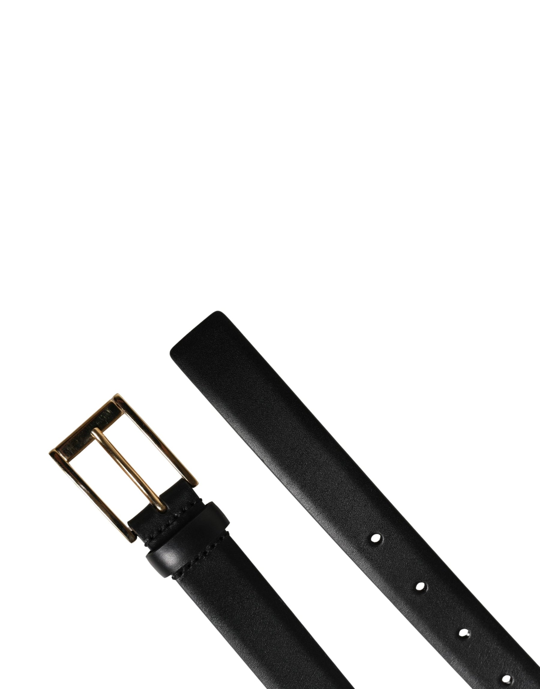 Dolce & Gabbana Men Black Classic Leather Metal Buckle Belt | Regal Royce