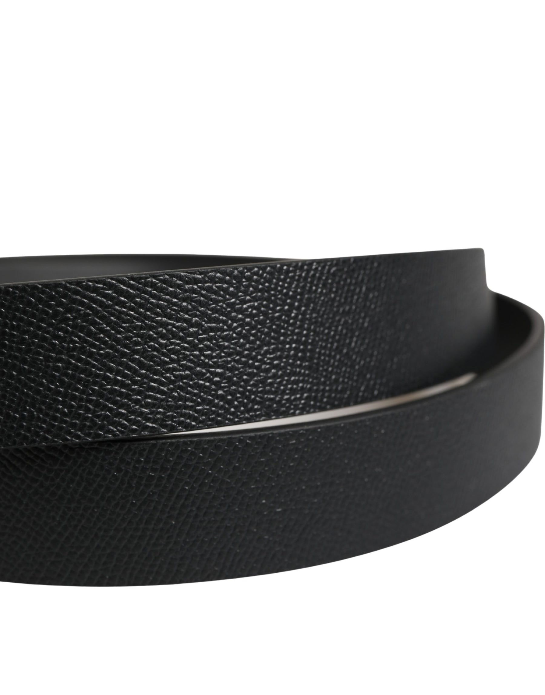 Dolce & Gabbana Men Black Calfskin Leather Square Buckle Belt | Regal Royce