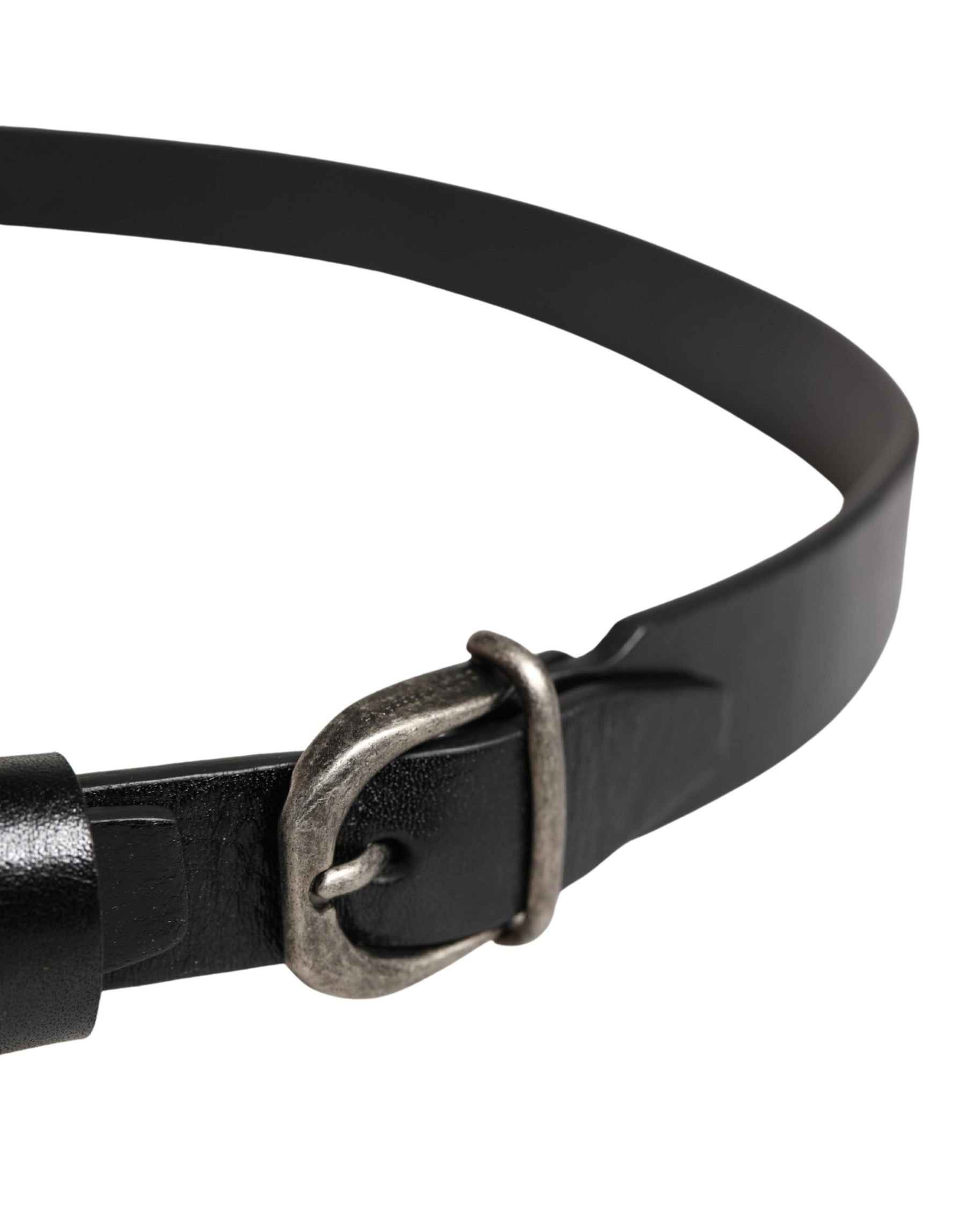 Dolce & Gabbana Men Black Classic Leather Logo Buckle Belt | Regal Royce