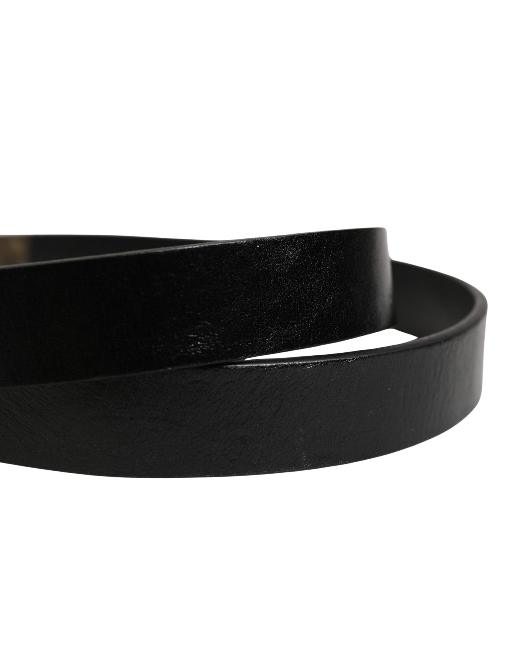 Dolce & Gabbana Men Black Classic Leather Logo Buckle Belt | Regal Royce