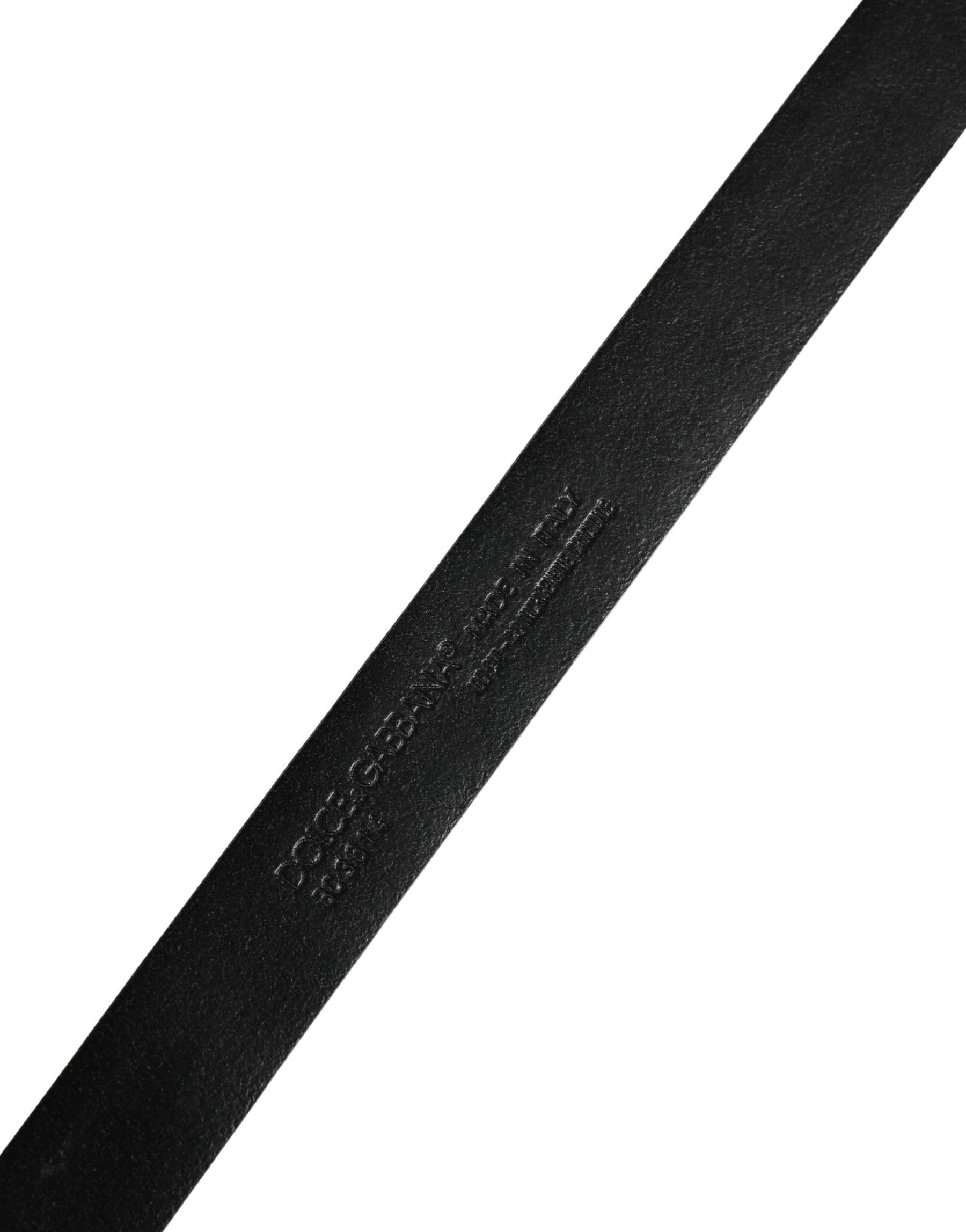 Dolce & Gabbana Men Black Exotic Leather Metal Buckle Belt | Regal Royce