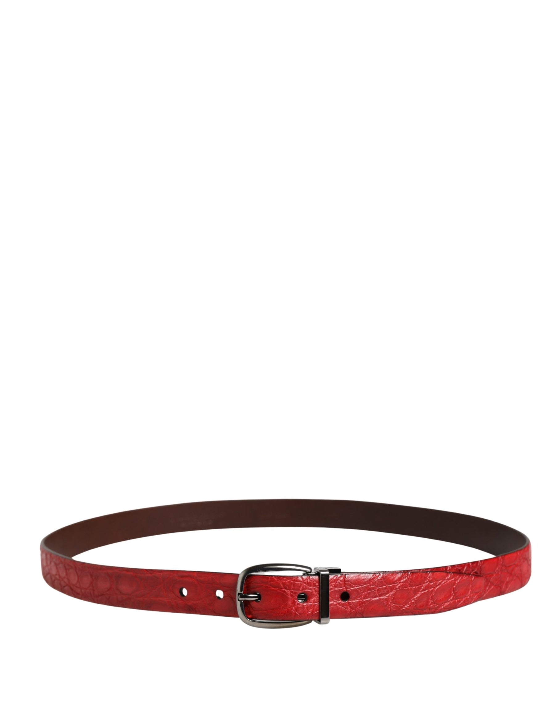 Dolce & Gabbana Men Red Exotic Leather Metal Buckle Belt | Regal Royce