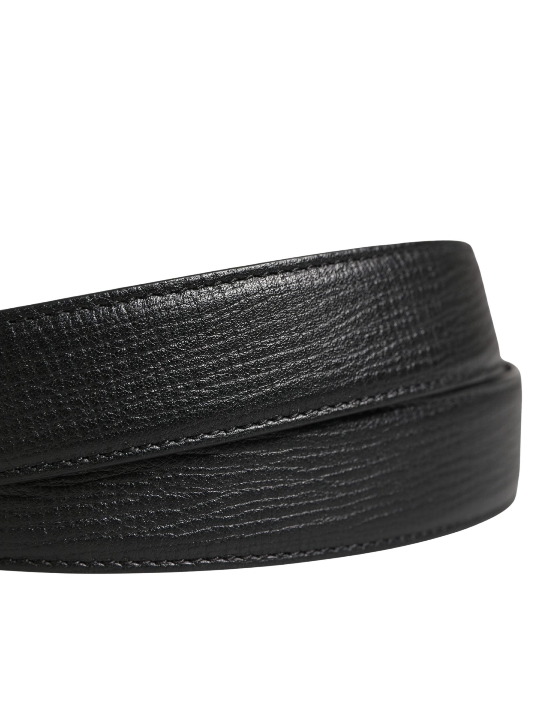 Dolce & Gabbana Men Black Classic Leather Metal Buckle Belt | Regal Royce