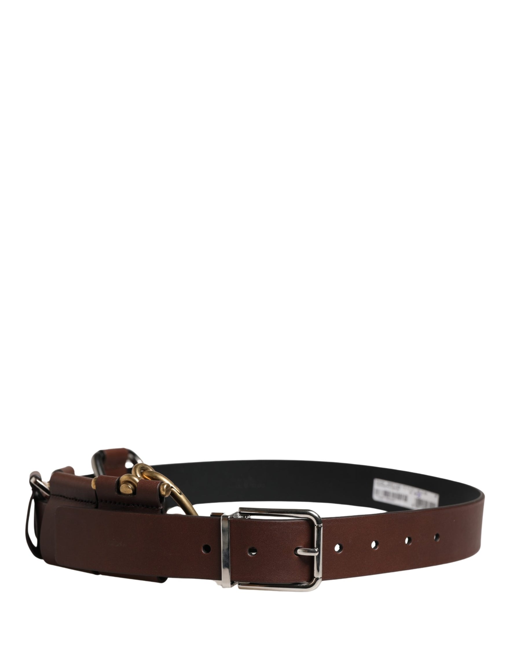 Dolce & Gabbana Men Brown Classic Leather Metal Buckle Belt | Regal Royce