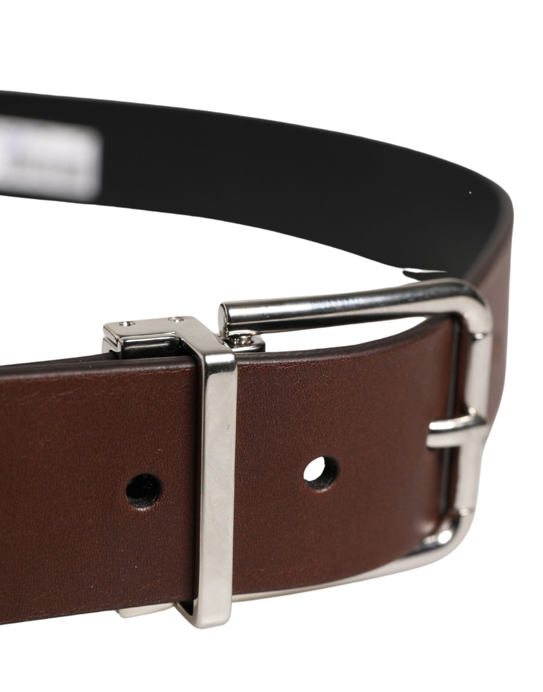 Dolce & Gabbana Men Brown Classic Leather Metal Buckle Belt | Regal Royce
