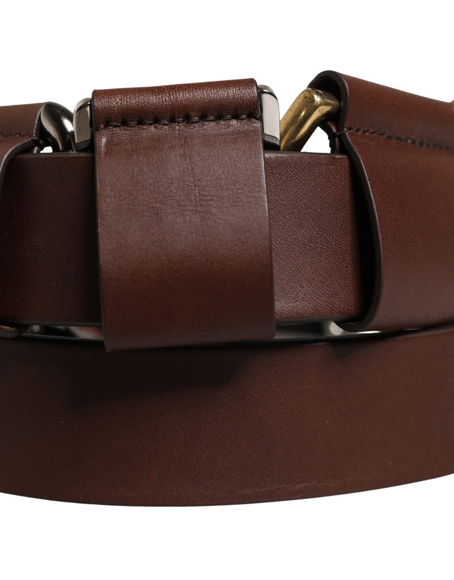 Dolce & Gabbana Men Brown Classic Leather Metal Buckle Belt | Regal Royce