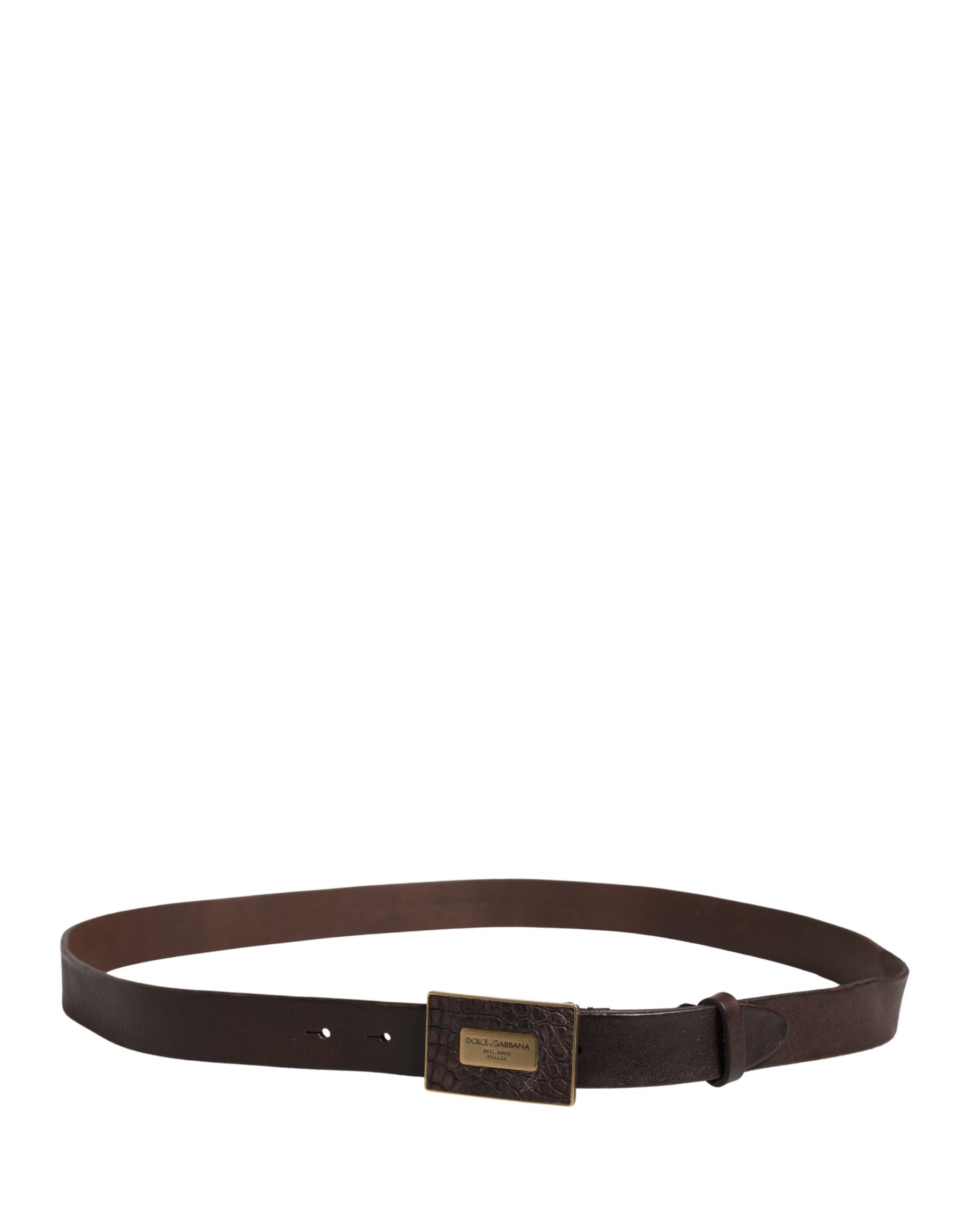 Dolce & Gabbana Men Brown Calf Leather Logo Metal Buckle Belt | Regal Royce