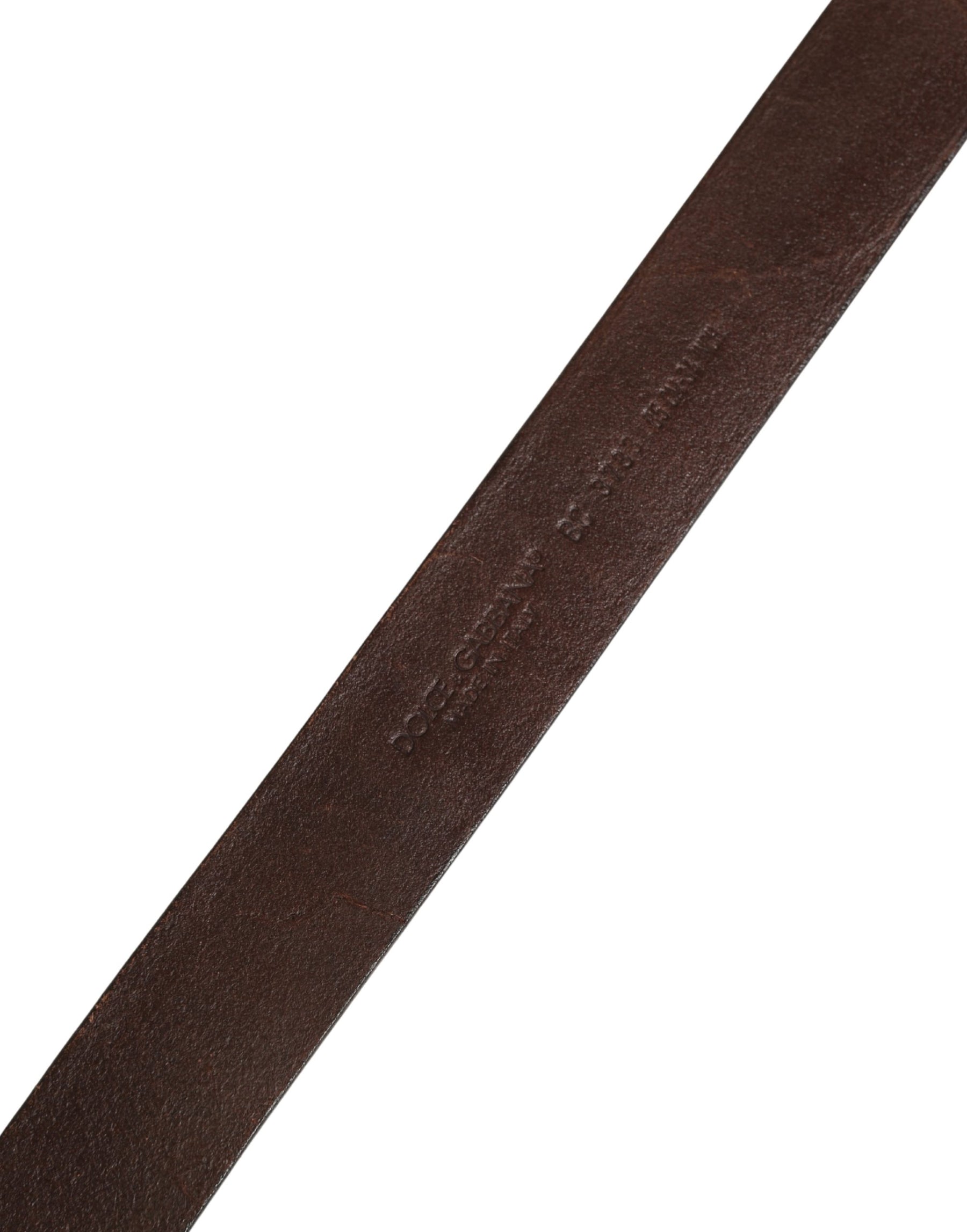 Dolce & Gabbana Men Brown Calf Leather Logo Metal Buckle Belt | Regal Royce