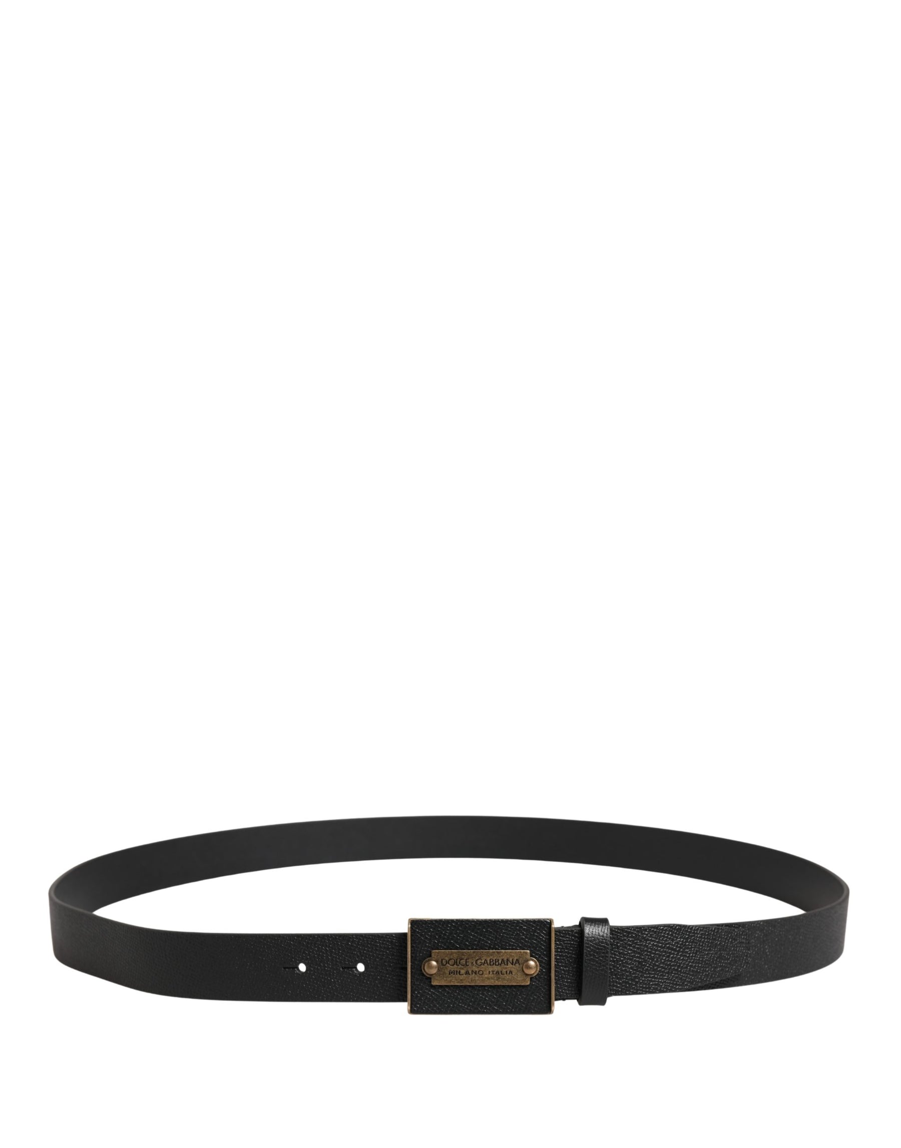Dolce & Gabbana Men Black Calf Leather Metal Buckle Belt | Regal Royce
