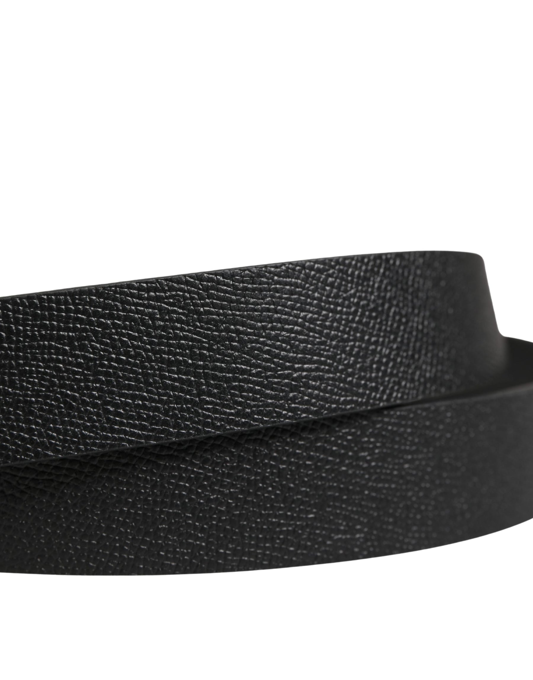 Dolce & Gabbana Men Black Calf Leather Metal Buckle Belt | Regal Royce