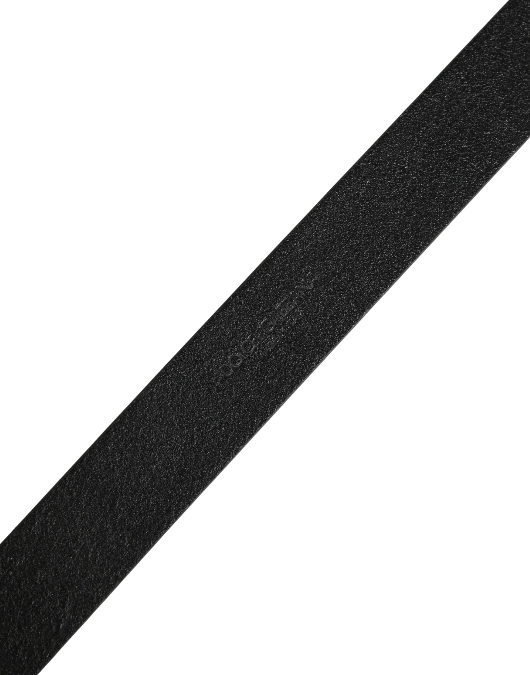 Dolce & Gabbana Men Black Calf Leather Metal Buckle Belt | Regal Royce