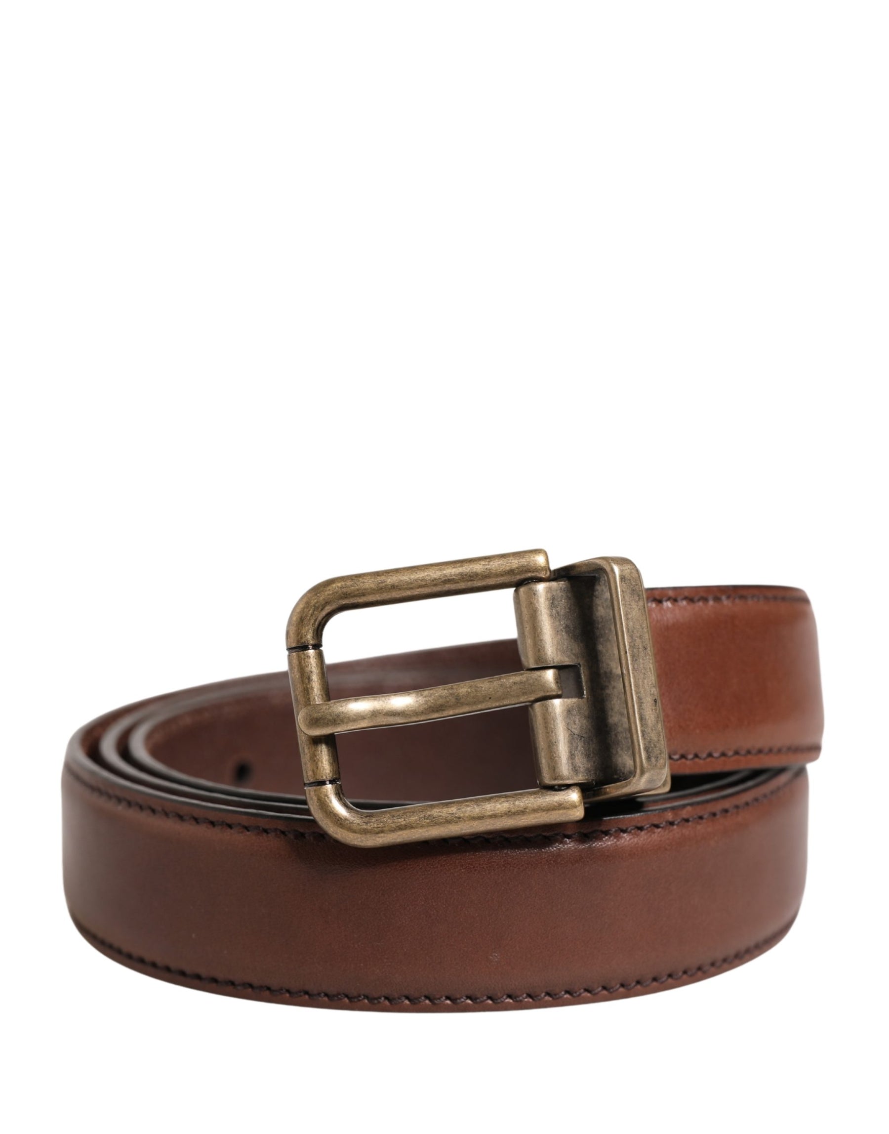 Dolce & Gabbana Men Brown Classic Leather Metal Buckle Belt | Regal Royce
