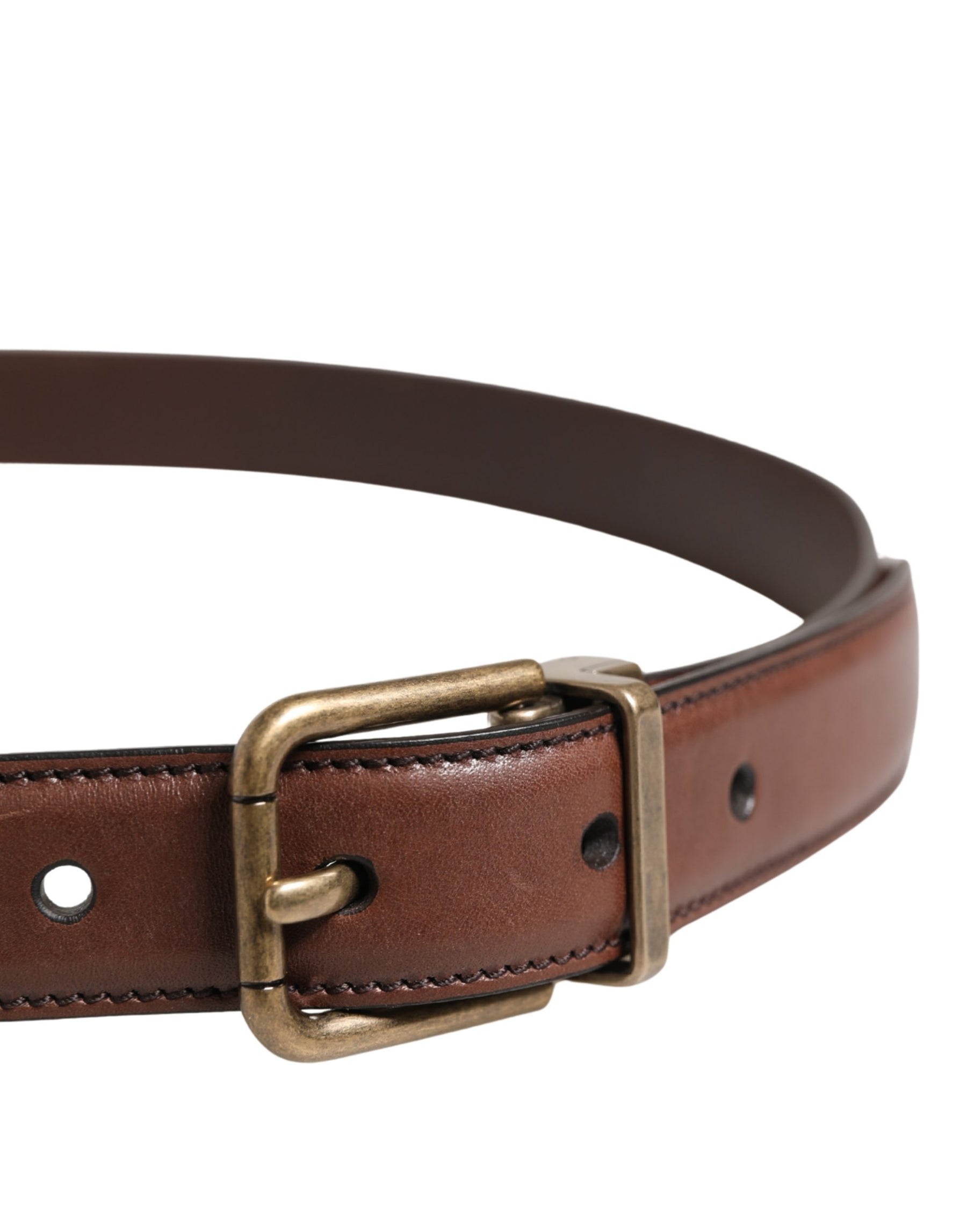Dolce & Gabbana Men Brown Classic Leather Metal Buckle Belt | Regal Royce