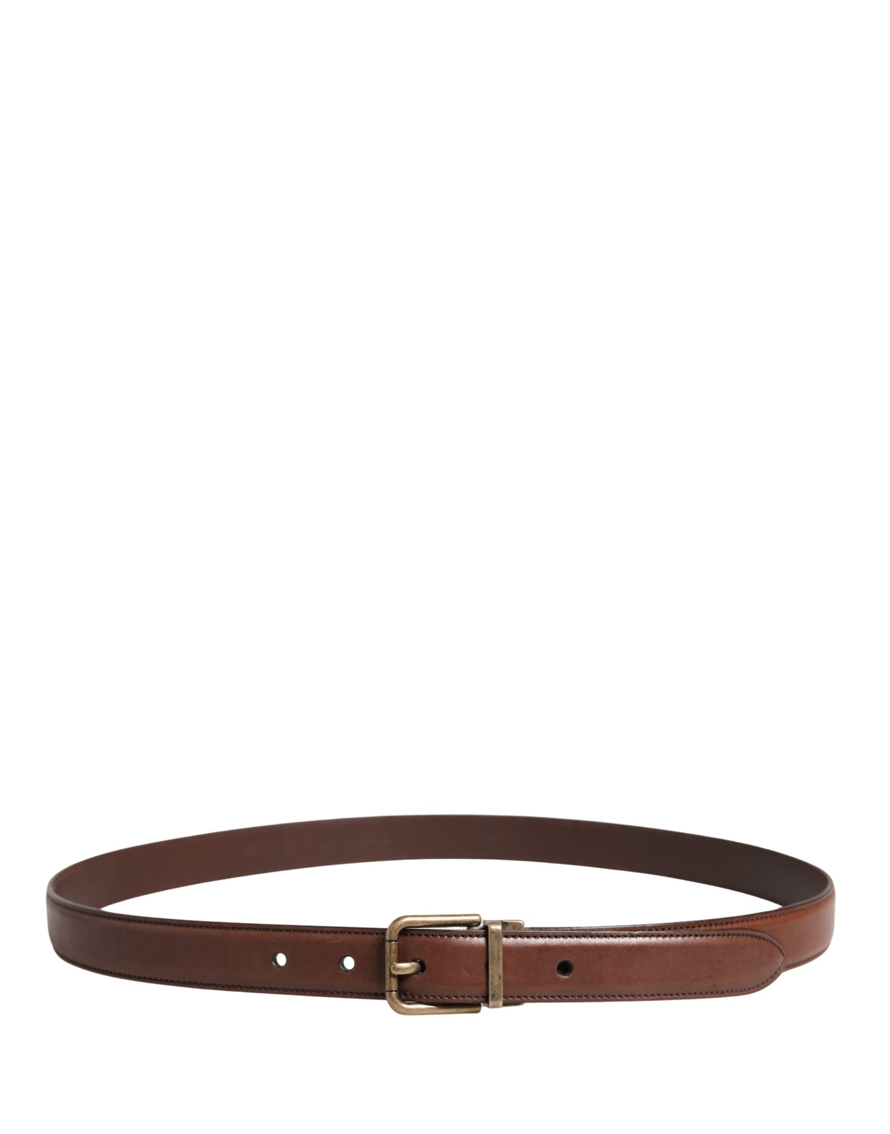 Dolce & Gabbana Men Brown Classic Leather Metal Buckle Belt | Regal Royce