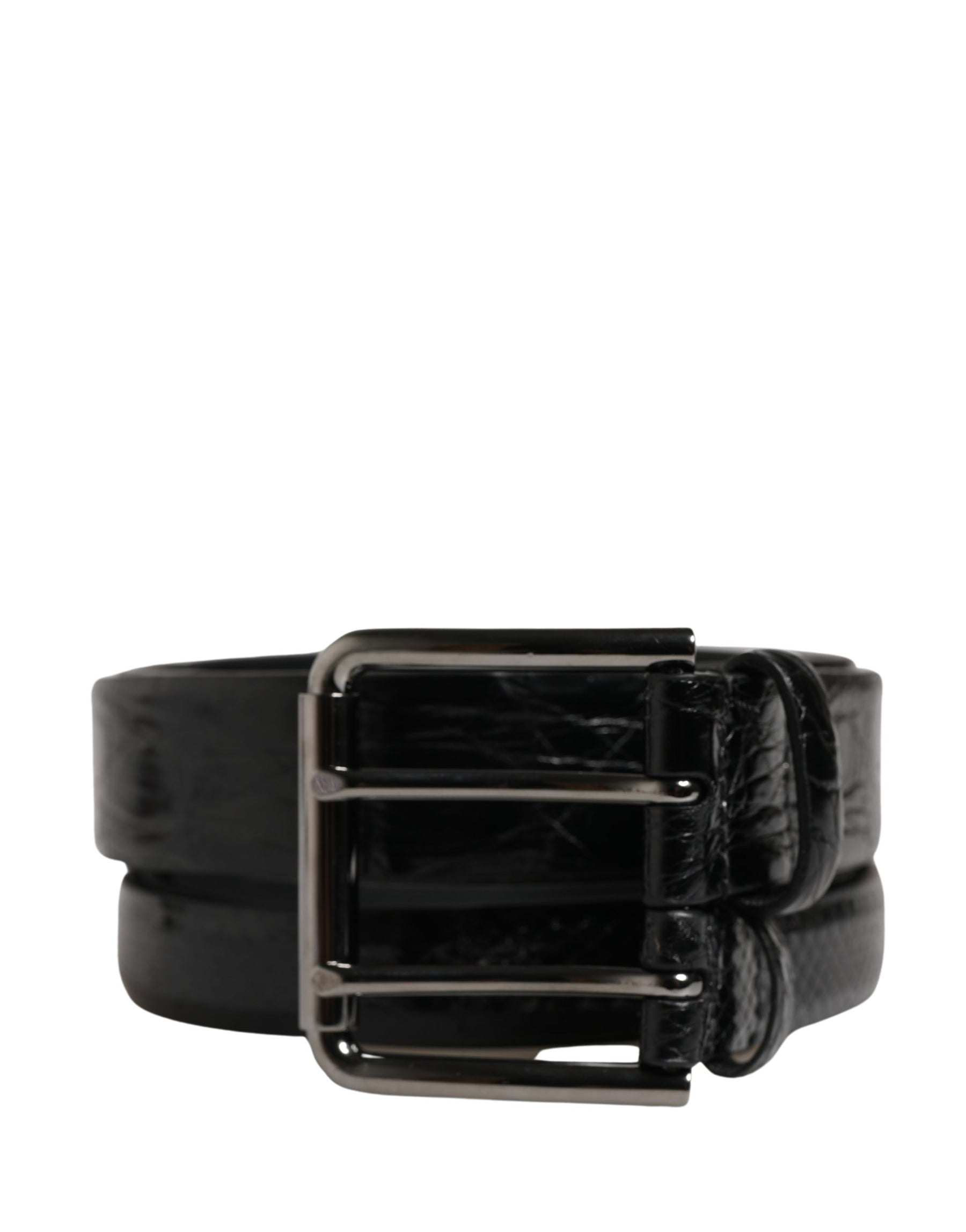 Dolce & Gabbana Men Black Exotic Leather Double Strap Belt | Regal Royce