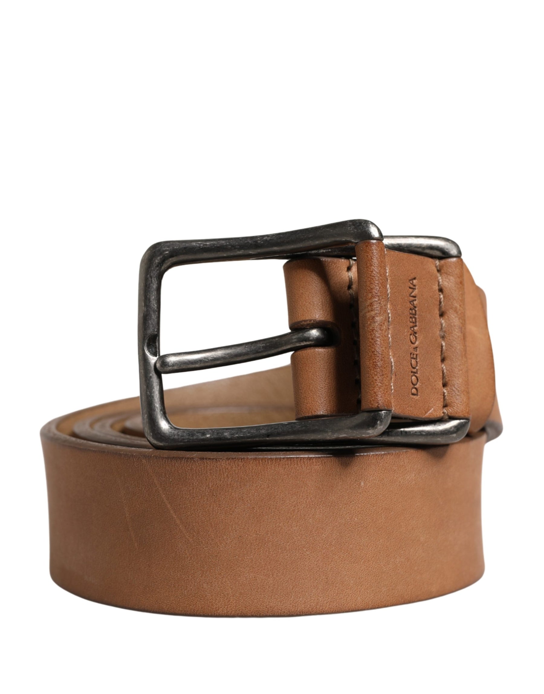 Dolce & Gabbana Men Brown Leather Classic Metal Buckle Belt | Regal Royce