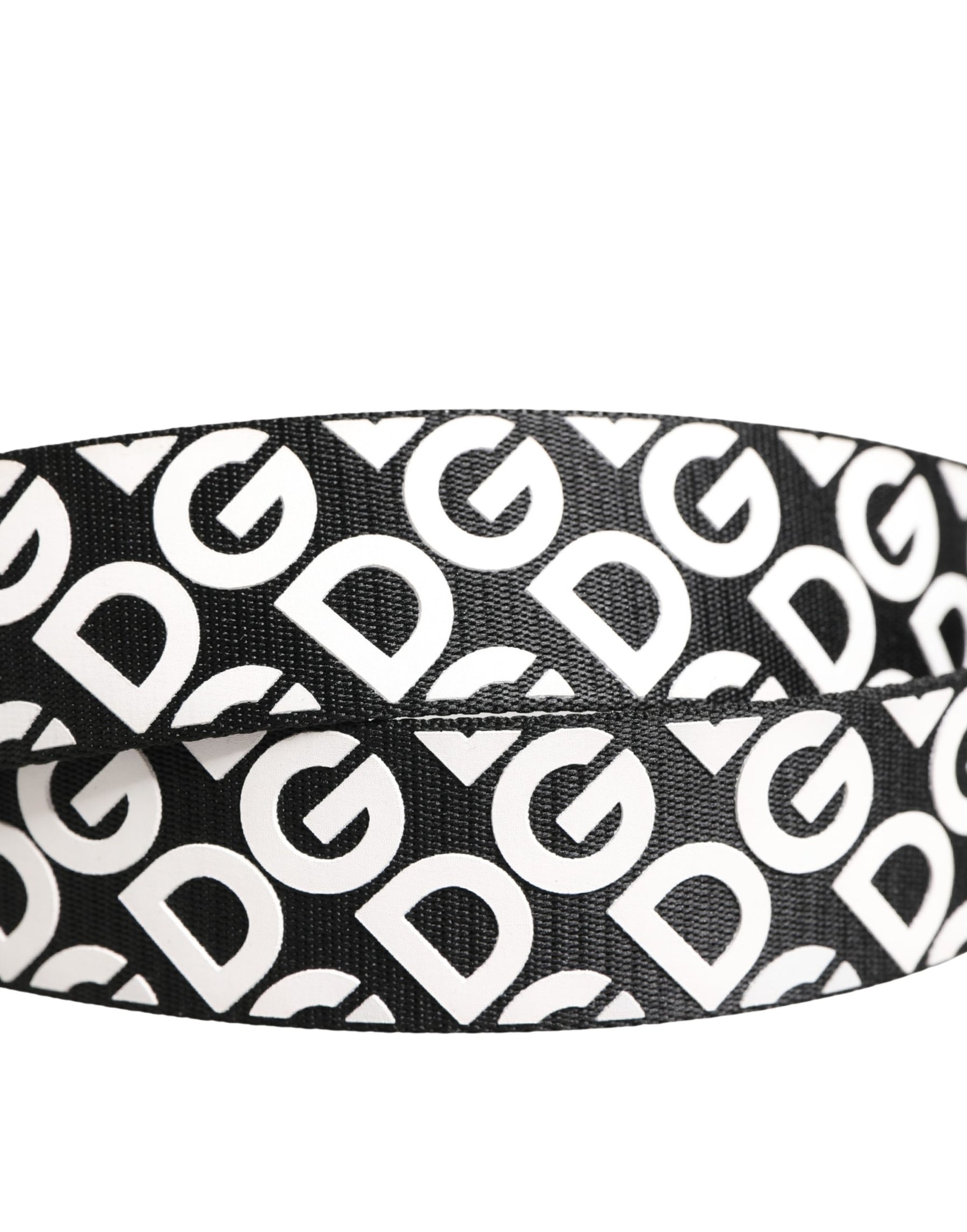 Dolce & Gabbana White Black Logo Leather Metal Buckle Belt | Regal Royce