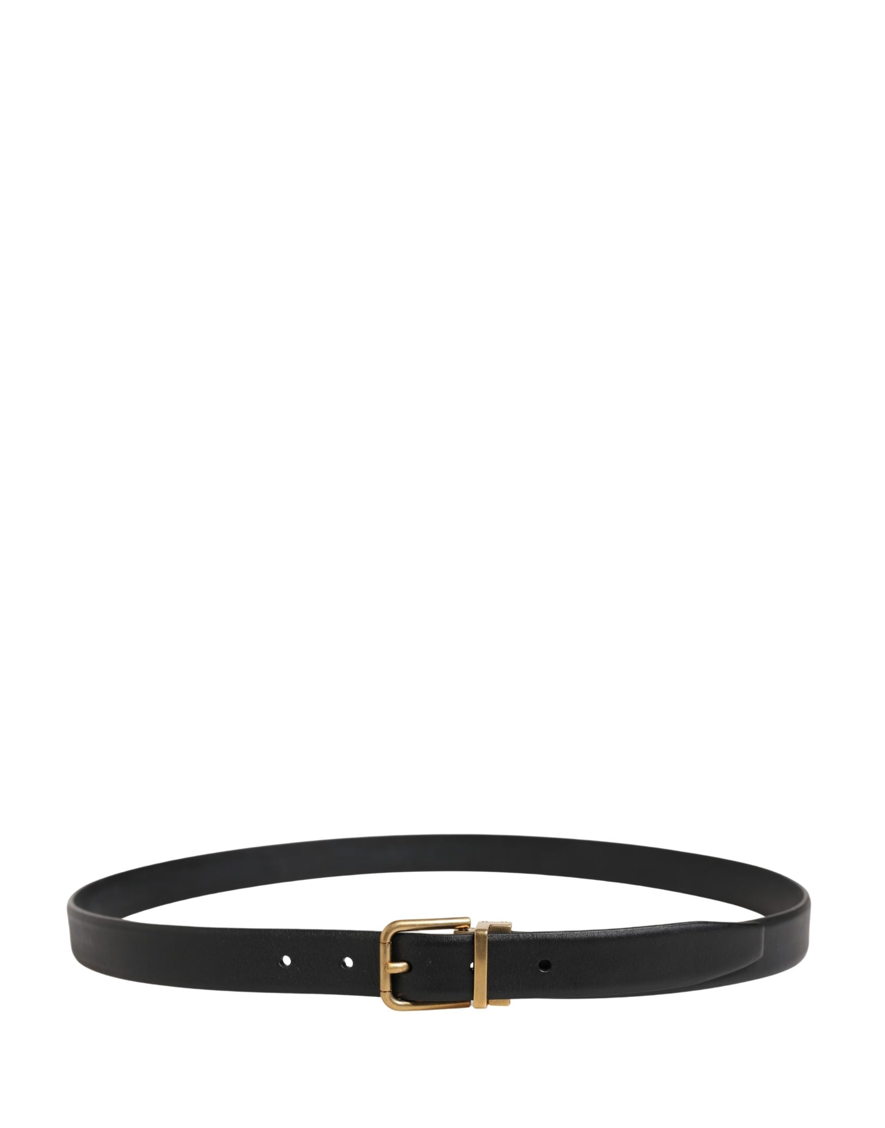 Dolce & Gabbana Men Black Classic Leather Metal Buckle Belt | Regal Royce