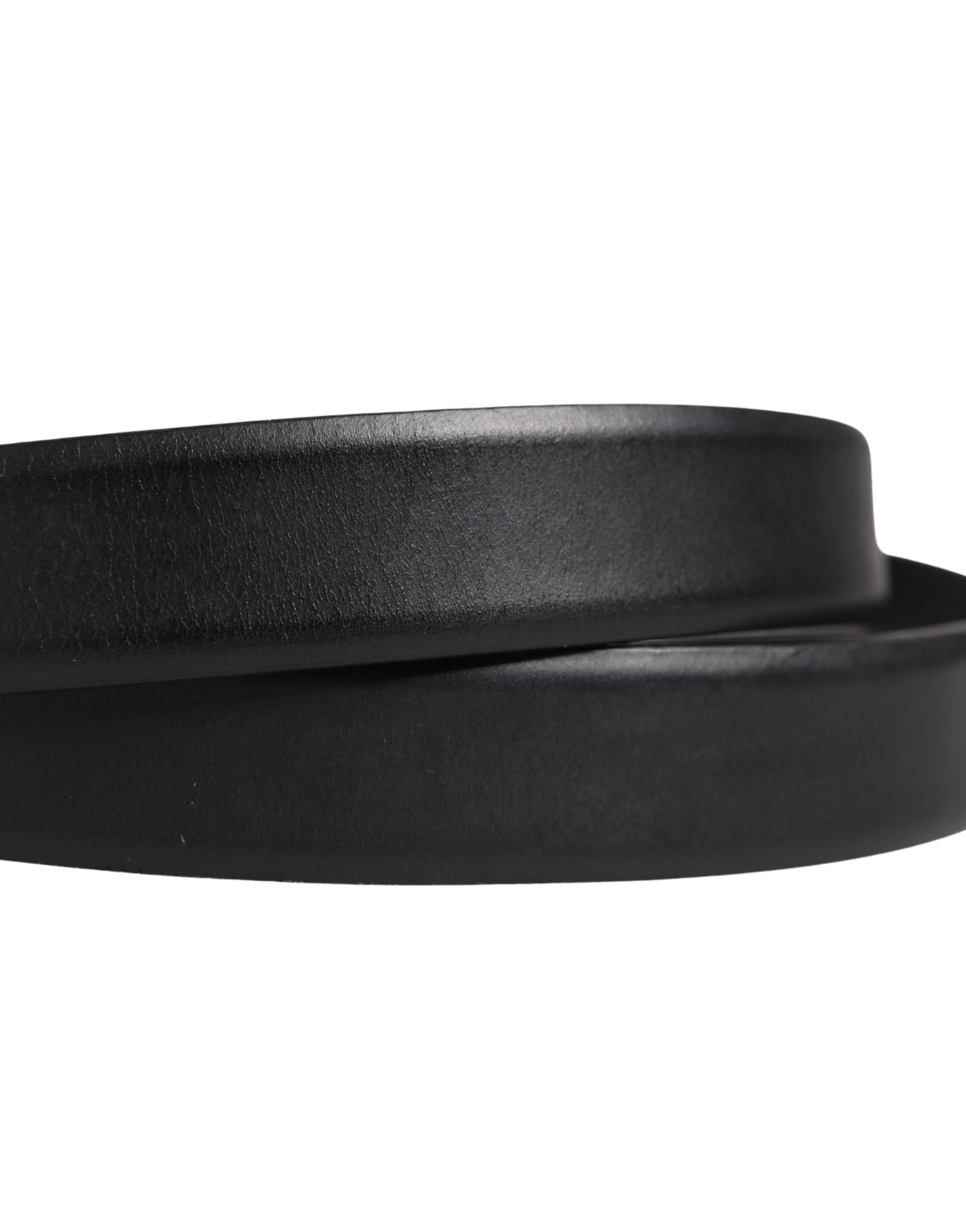Dolce & Gabbana Men Black Classic Leather Metal Buckle Belt | Regal Royce